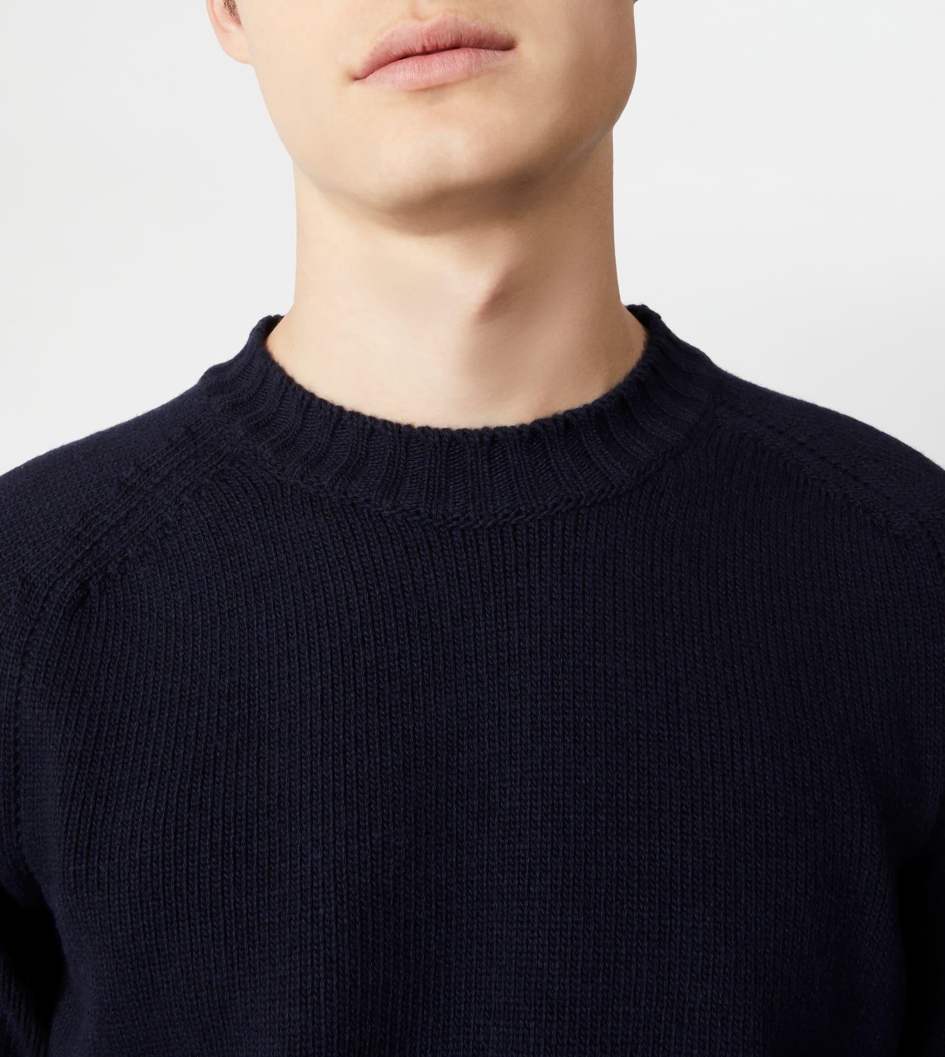 CASHMERE BLEND ROUND NECK JUMPER - BLUE - 3
