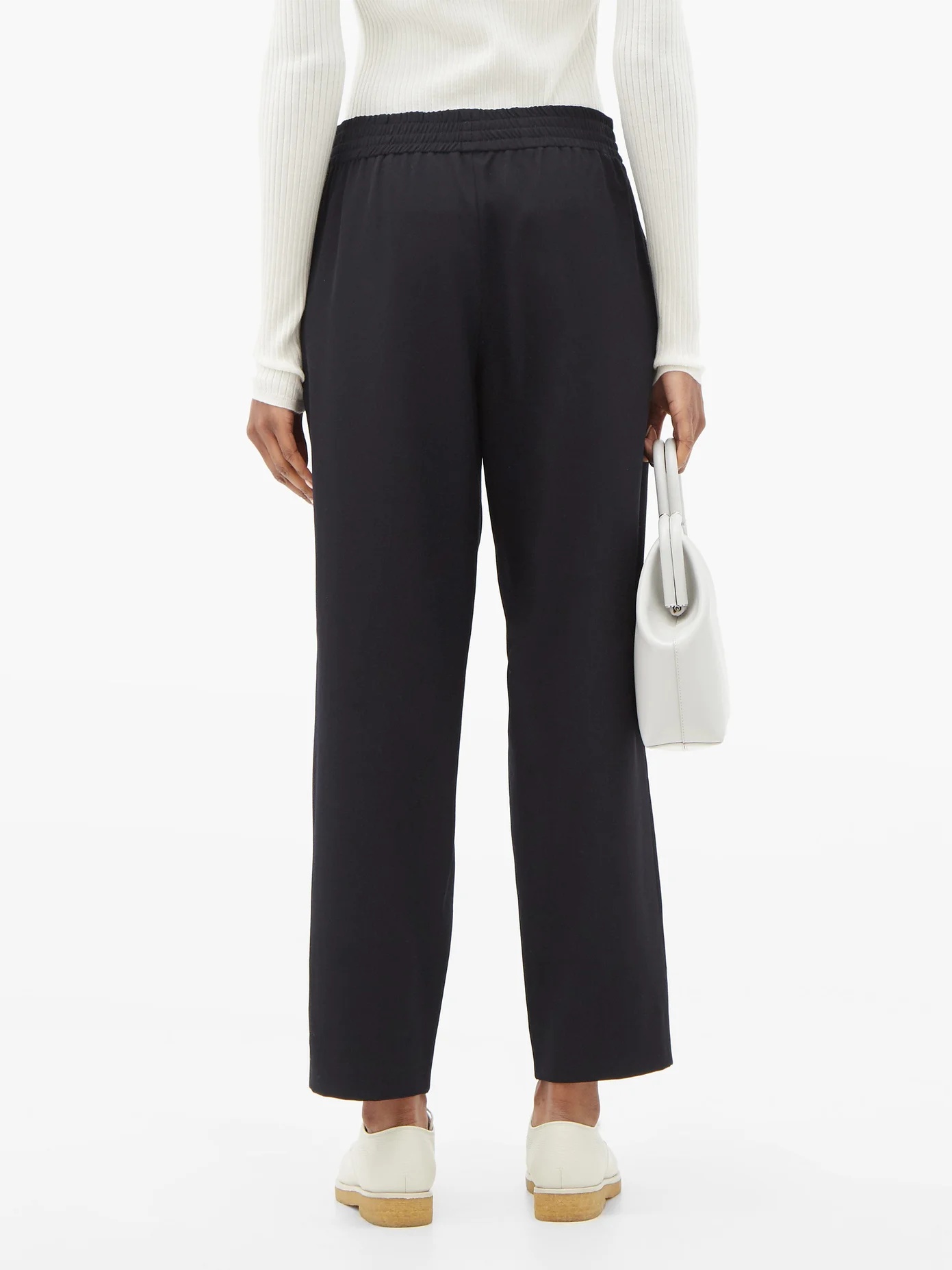 Olle elasticated-waist wool straight-leg trousers - 5