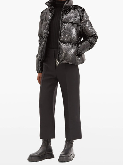 Moncler Rimac metallic-velvet high-neck quilted jacket outlook