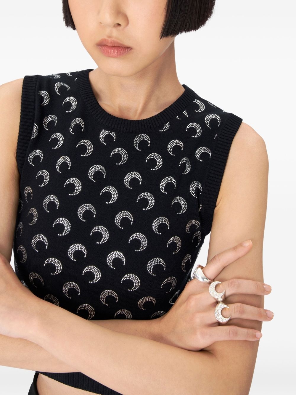rhinestone-embellished knitted vest - 3