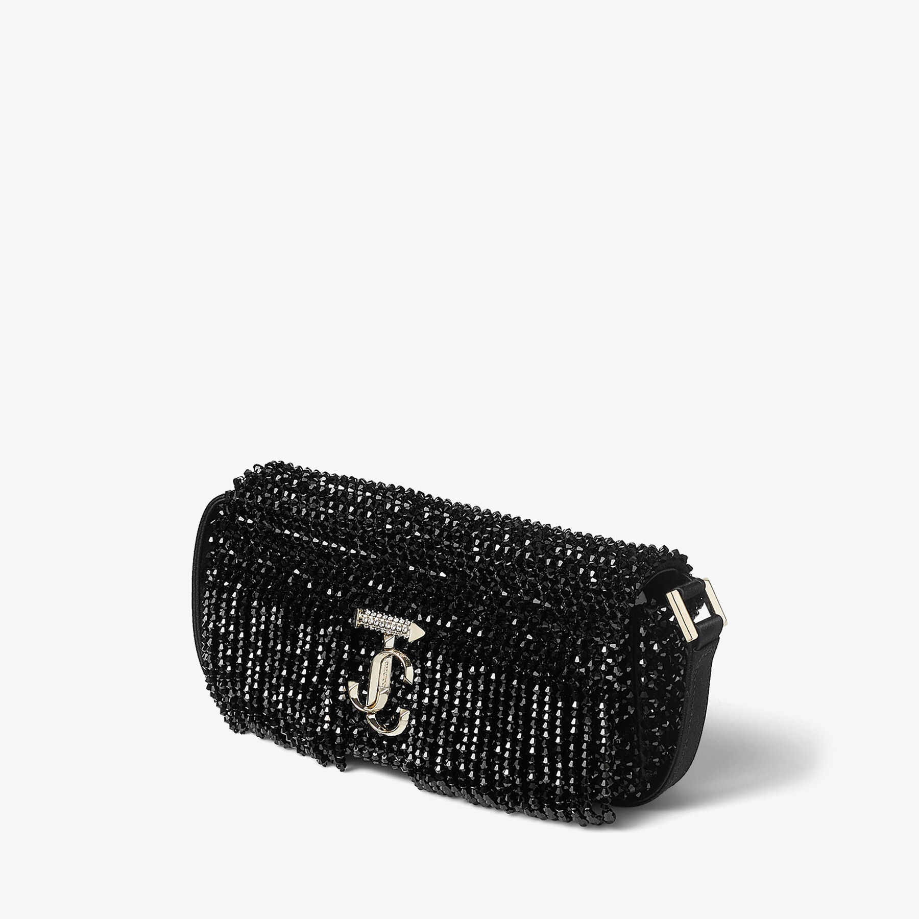 Avenue Mini Shoulder
Black Satin Mini Shoulder Bag with Crystal Fringe - 2