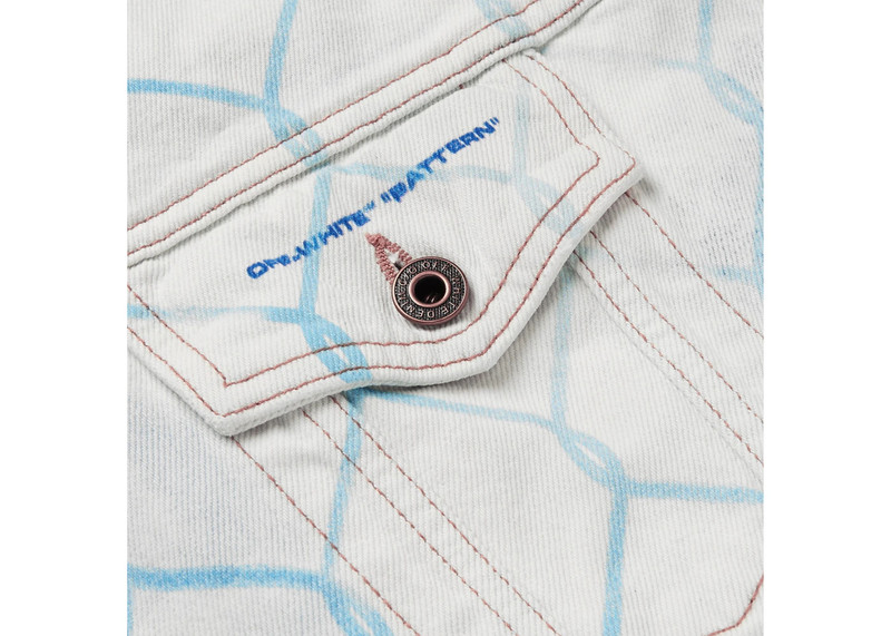 Off-White OFF-WHITE Oversized Fence Printed Denim Jacket Bleach Light Blue outlook
