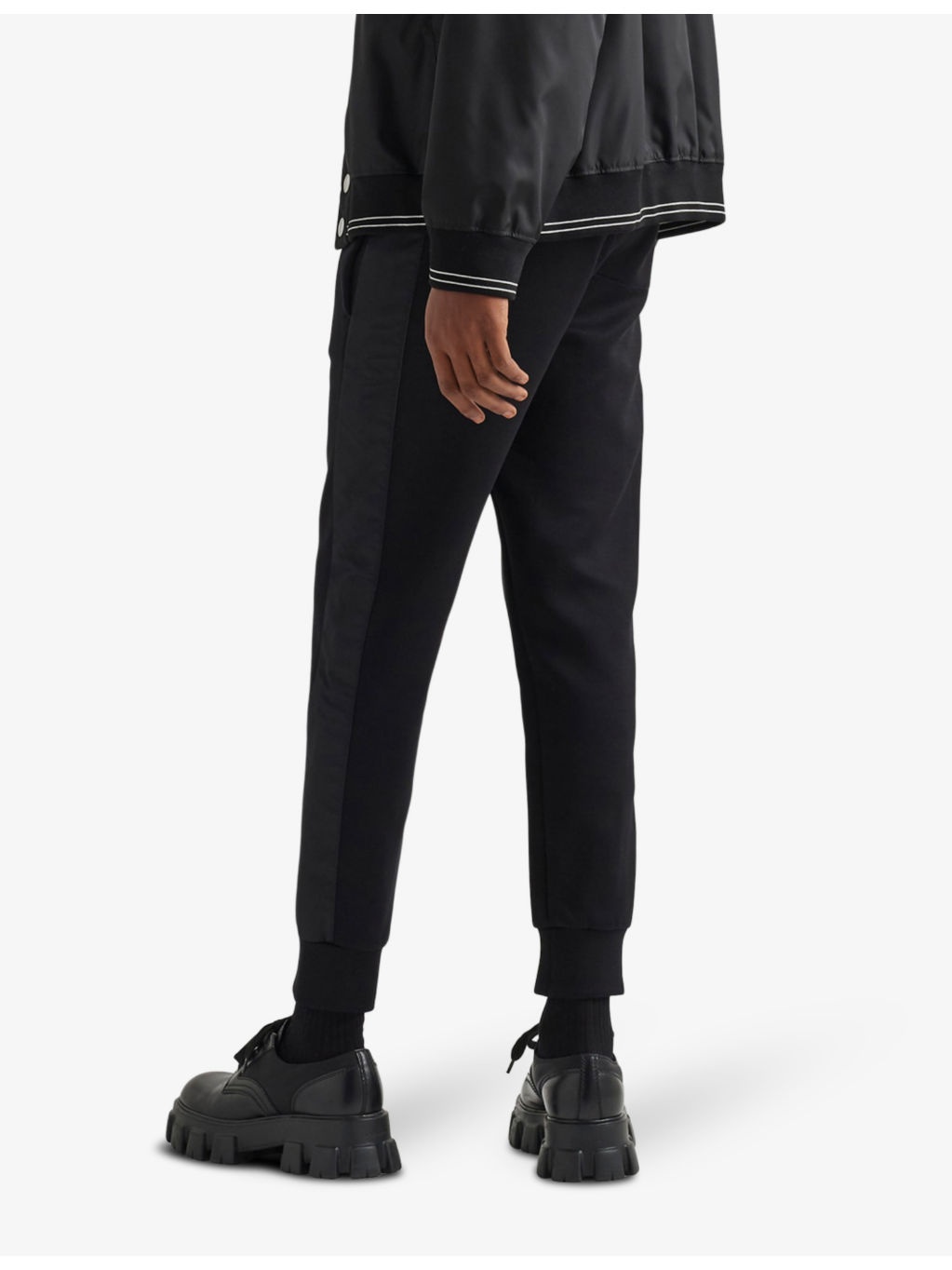 Contrast-trim tapered-leg cotton and recycled-nylon jogging bottoms - 4