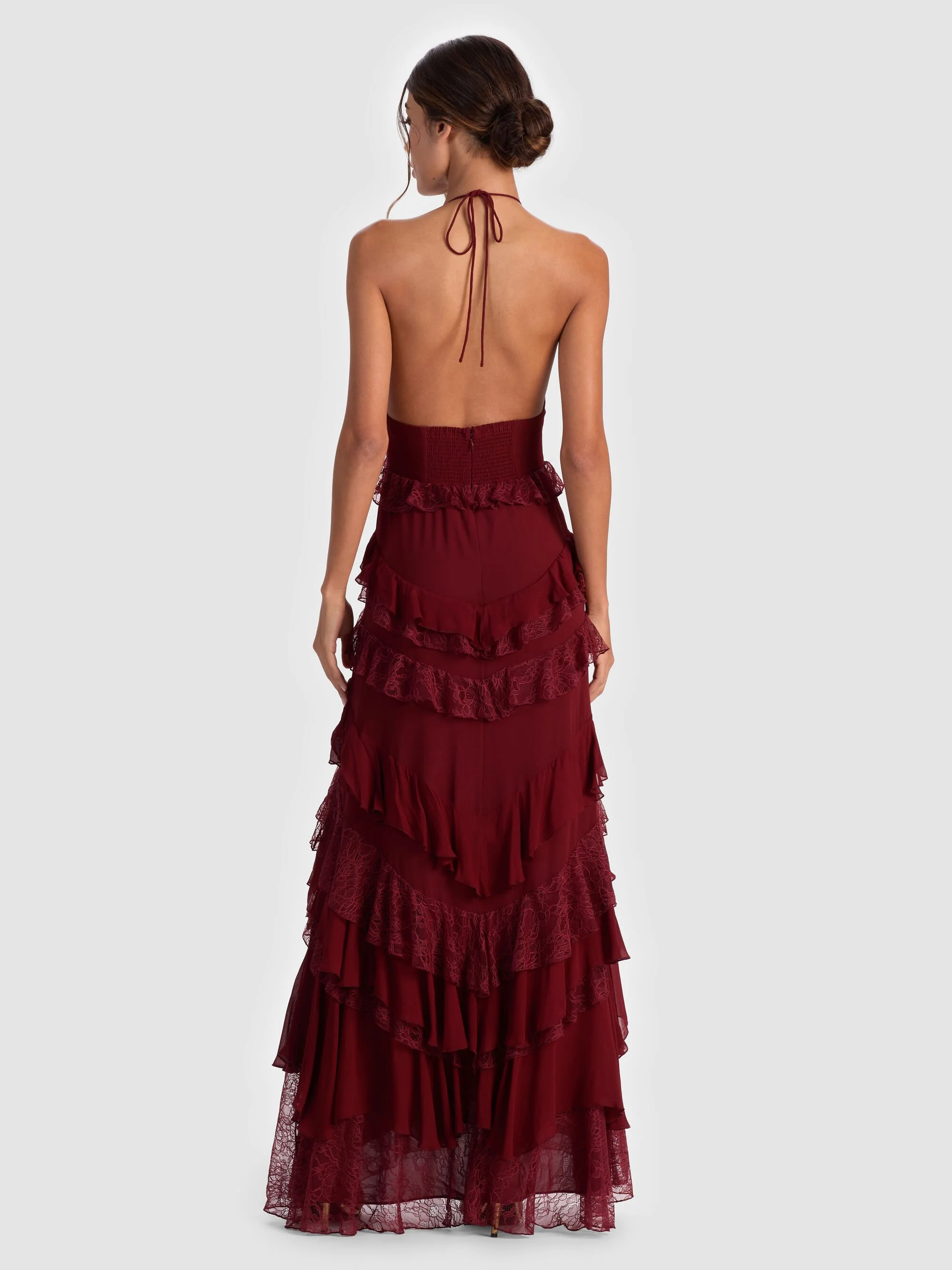 chinese dress ladies Alice & Olivia red embrodered pleated dress - BOPF