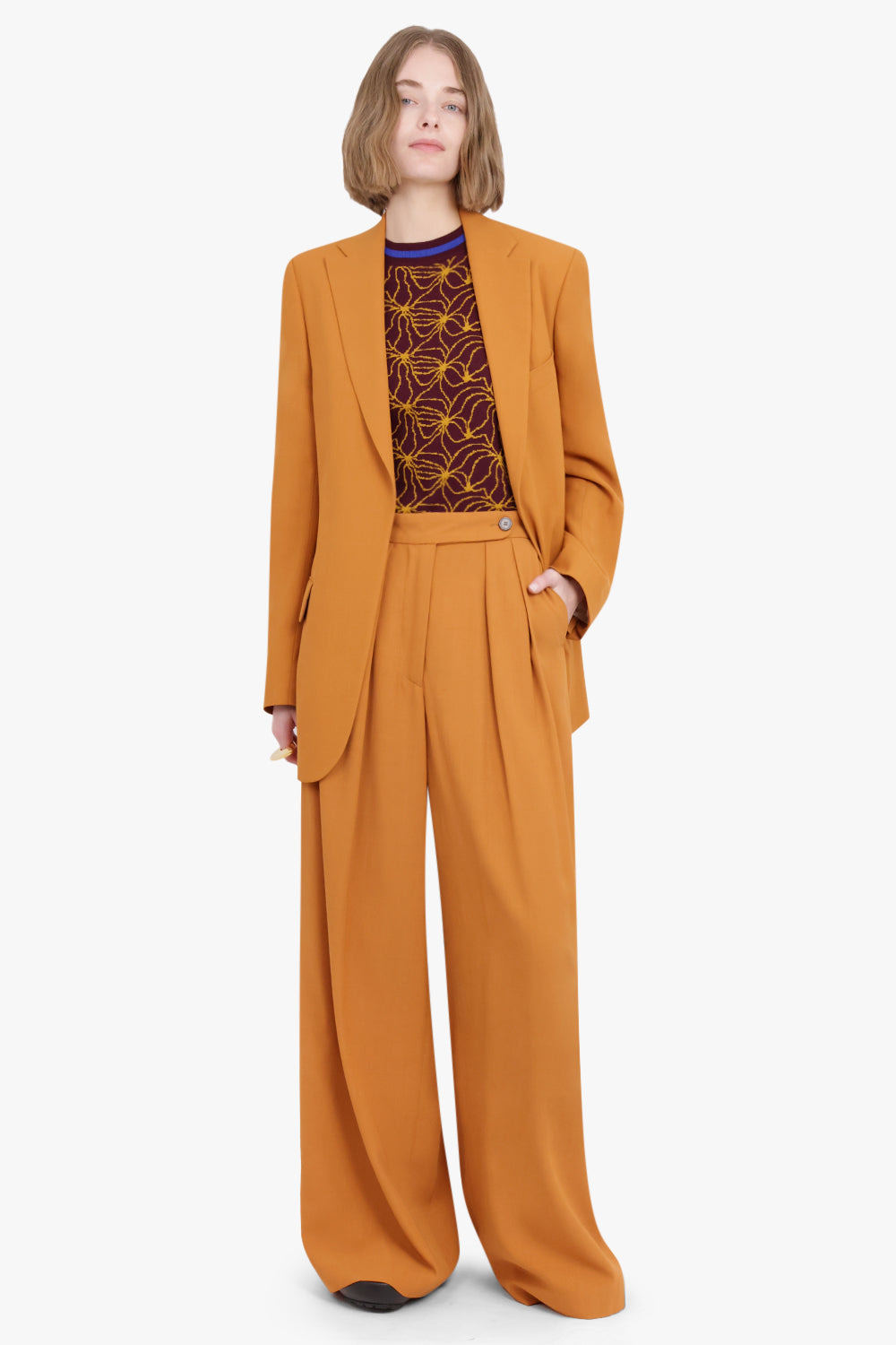 WIDE LEG TAILORED PANT | LIGHT RUST - 5