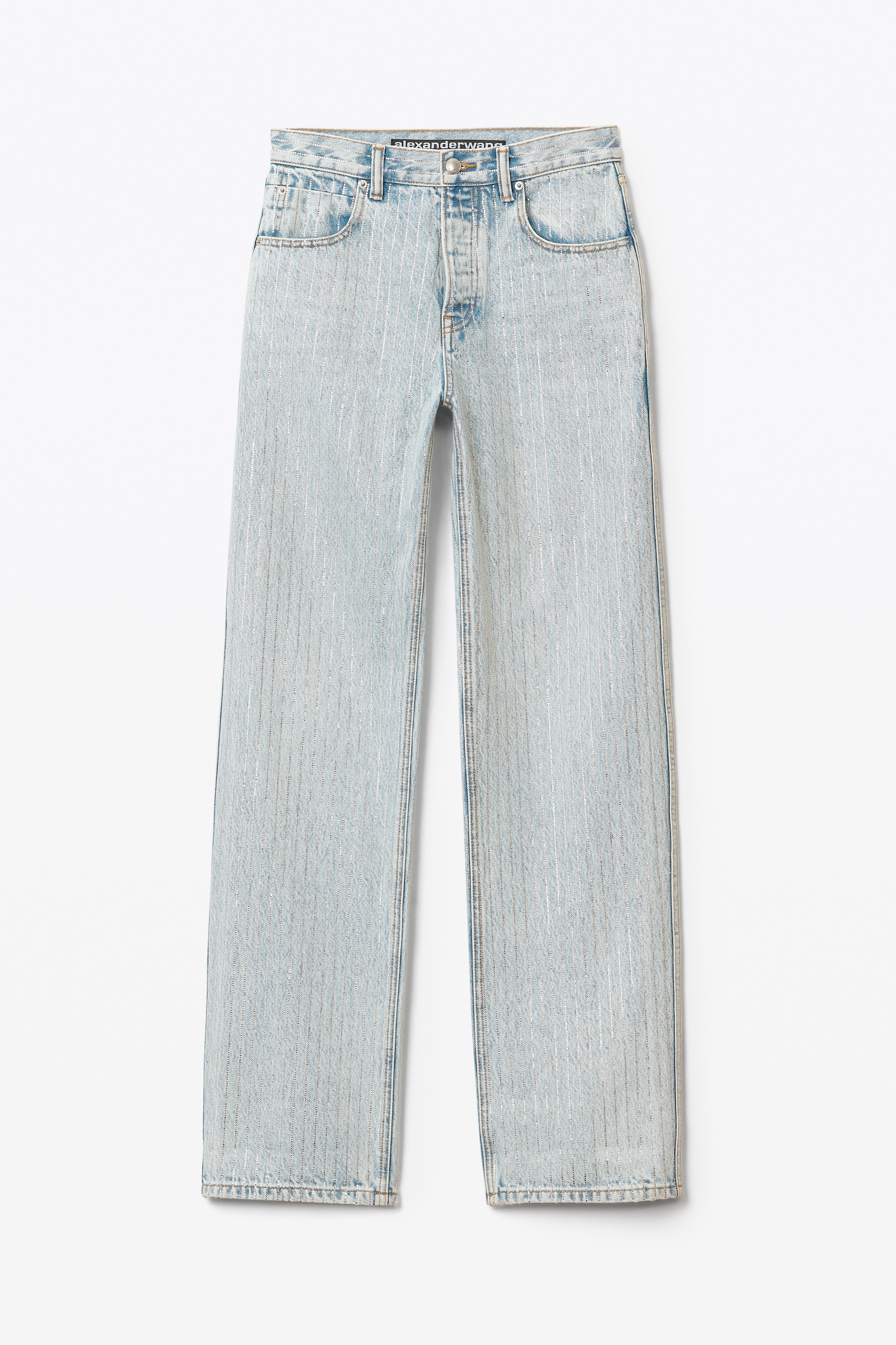 CRYSTAL STRIPE SKATER PANT IN DENIM - 1