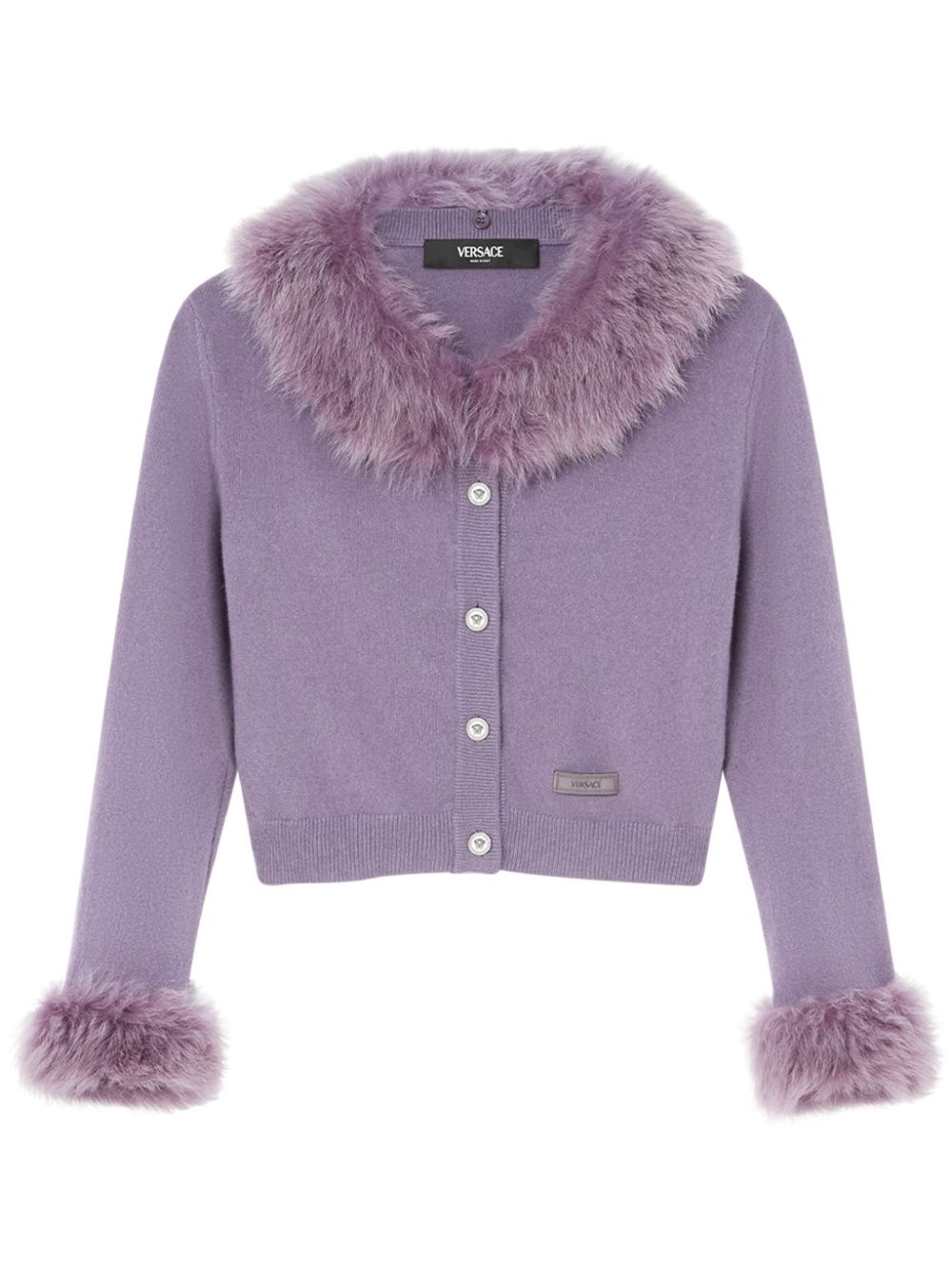 shearling trim cardigan - 1