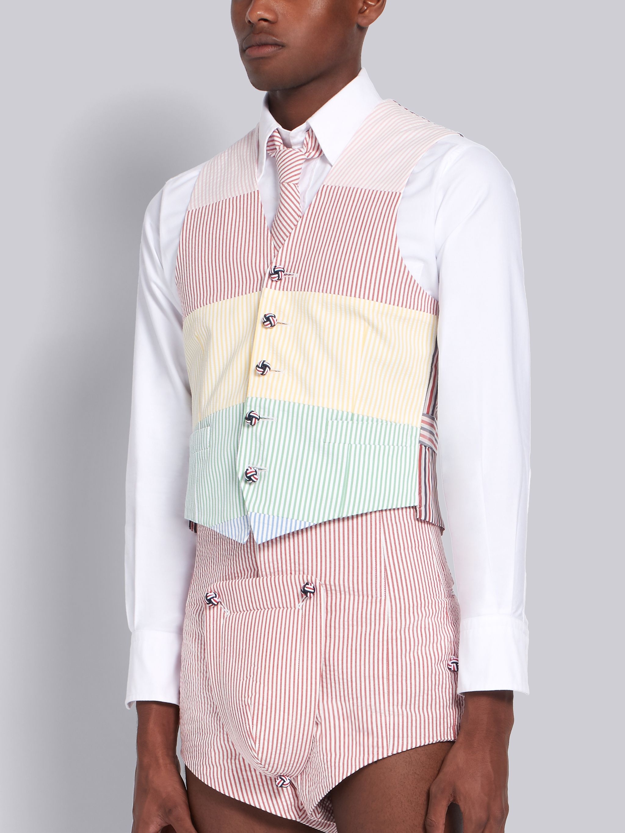 RWB Seersucker Stripe Classic Vest - 2