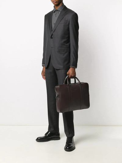 Canali embossed logo leather briefcase outlook