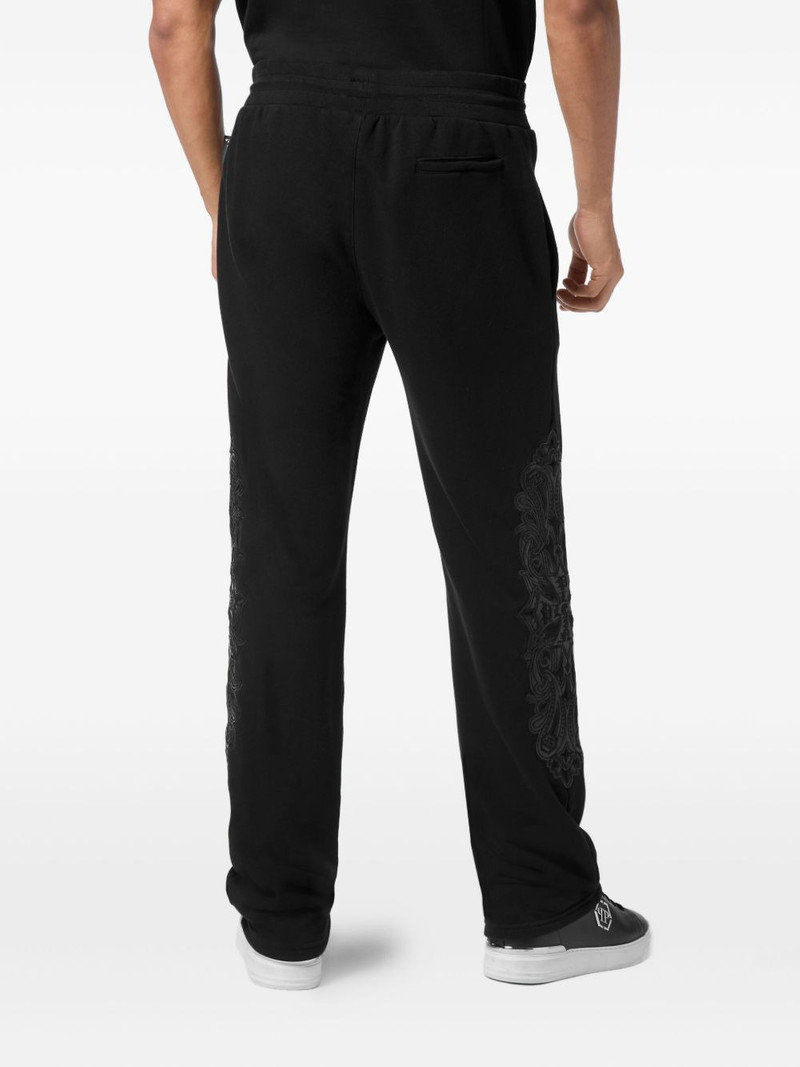 leather-insert embroidered track pants 3