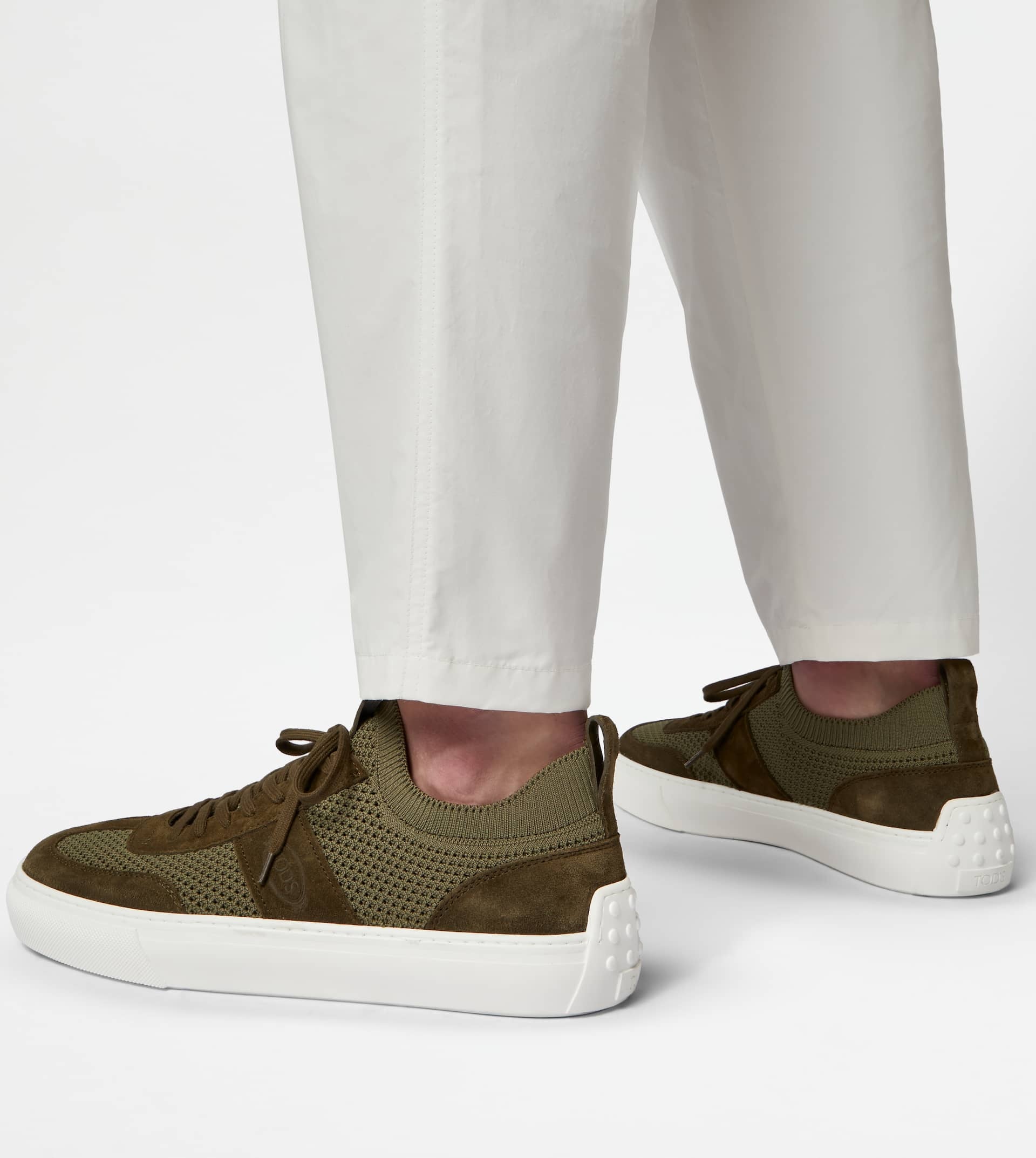 TOD'S SNEAKERS IN FABRIC AND SUEDE - GREEN - 6