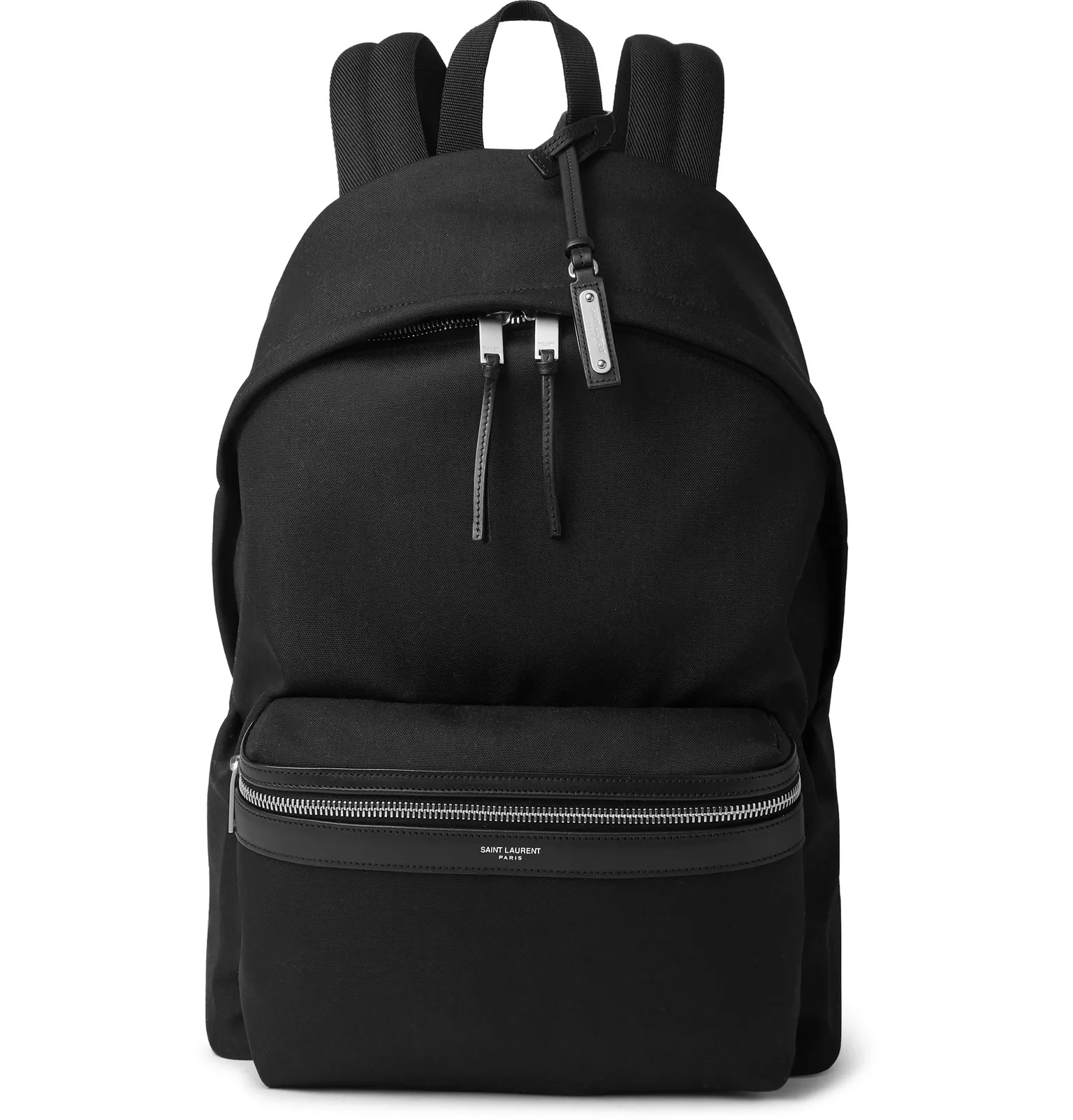 Leather-Trimmed Canvas Backpack - 1