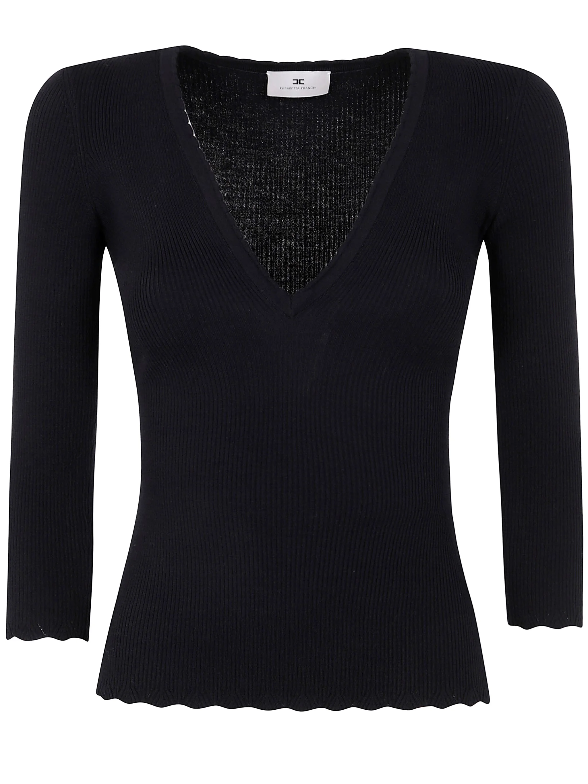 Introducing the 'V NECK KNIT SWEATER' by ELISABETTA FRANCHI, a luxurious addition to your wardrobe. - 1