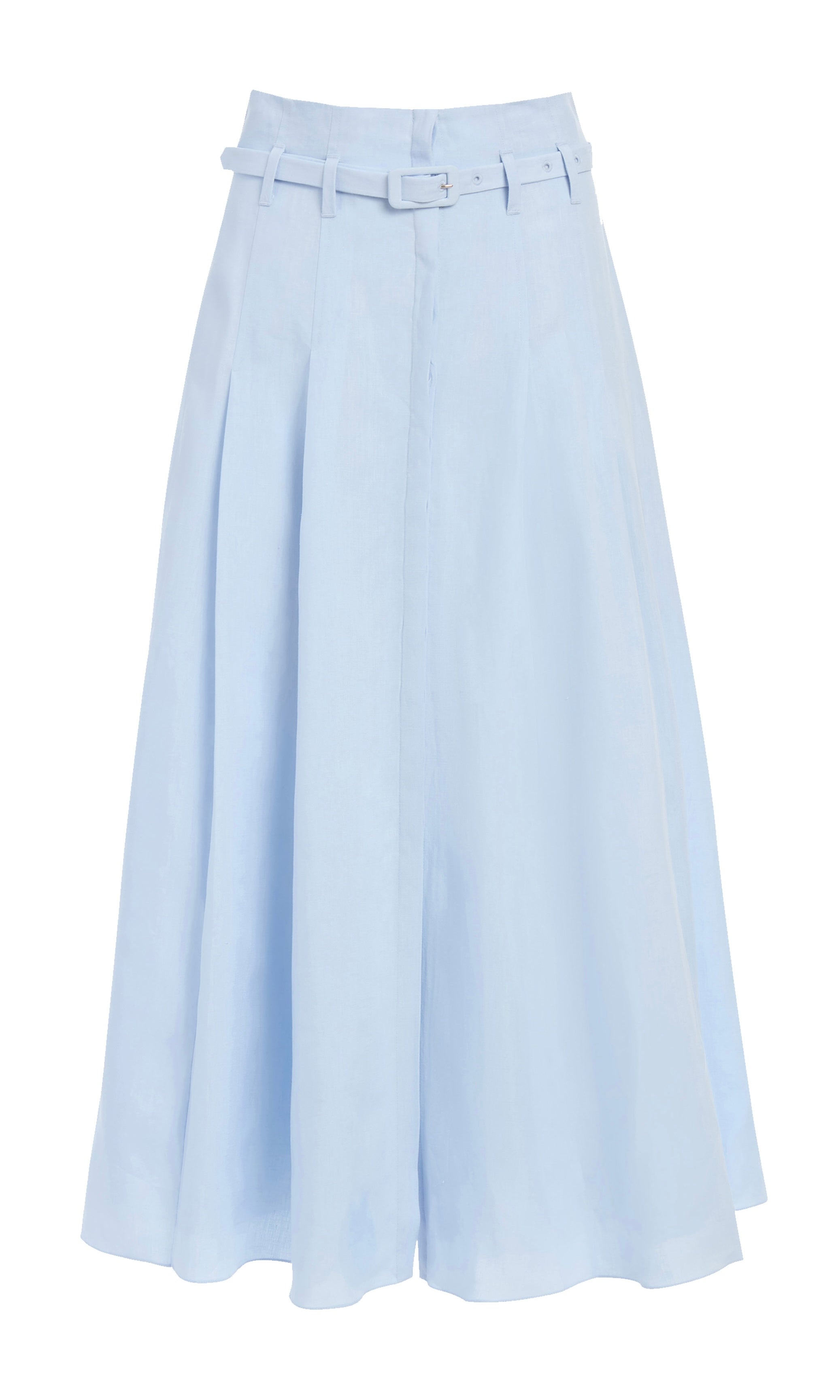 Dugald Pleated Skirt in Light Blue Aloe Linen - 1