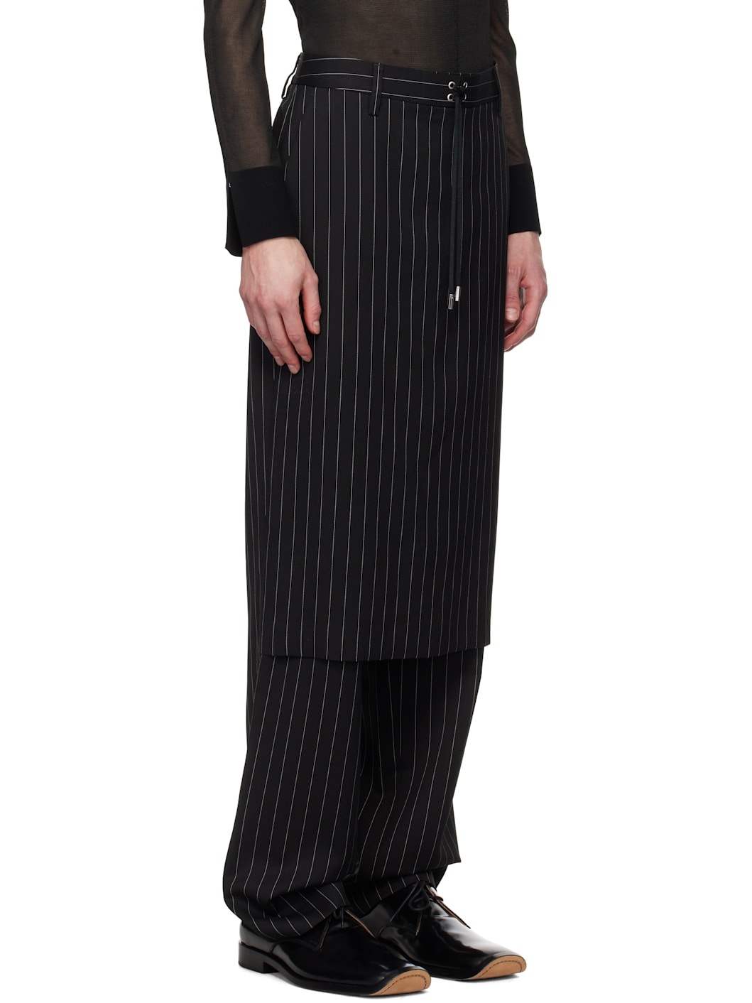 Black 'The Lace-Up Suit' Trousers - 2