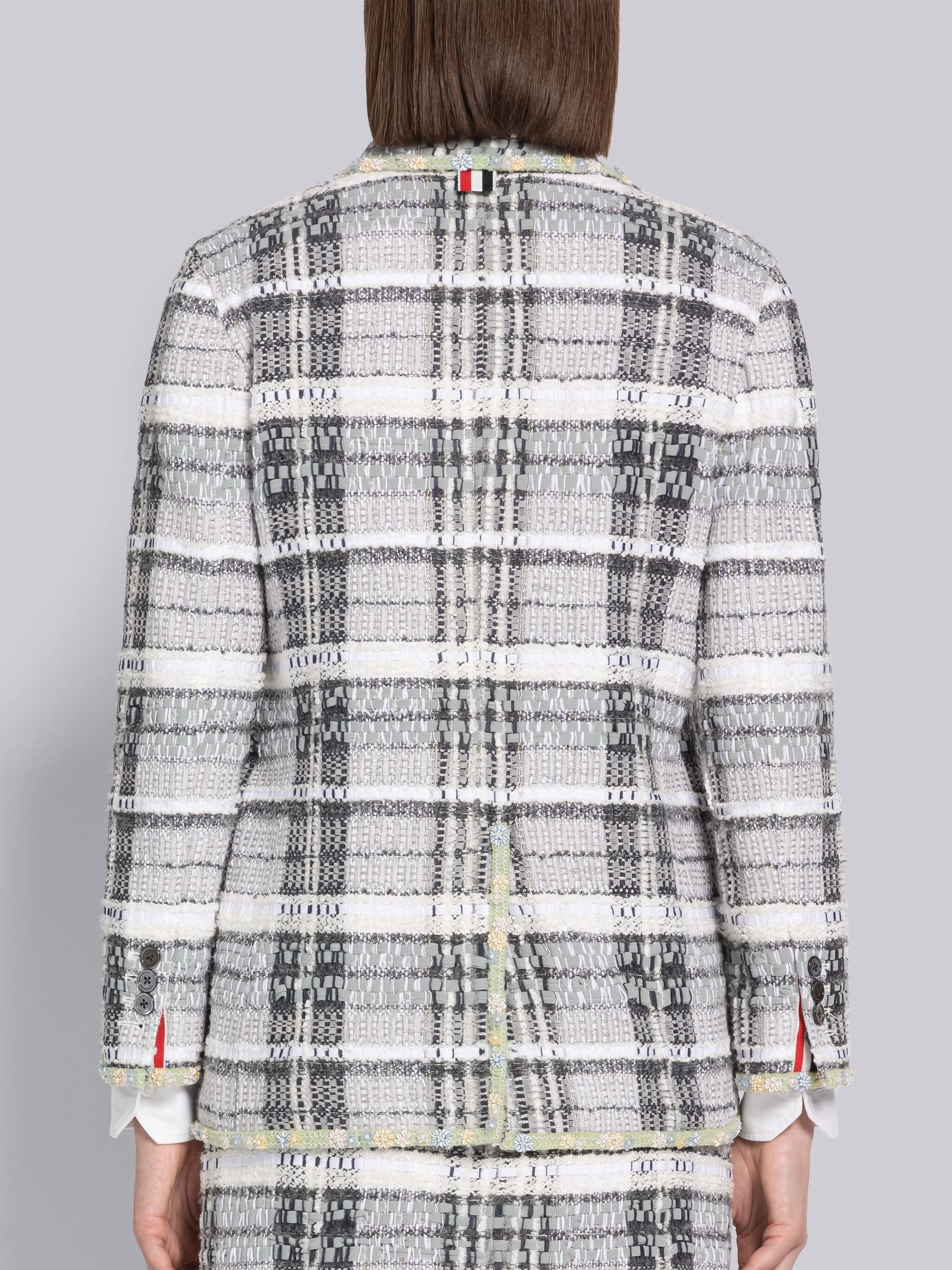 Chenille Madras Tweed Pearl Sack Sport Coat - 3