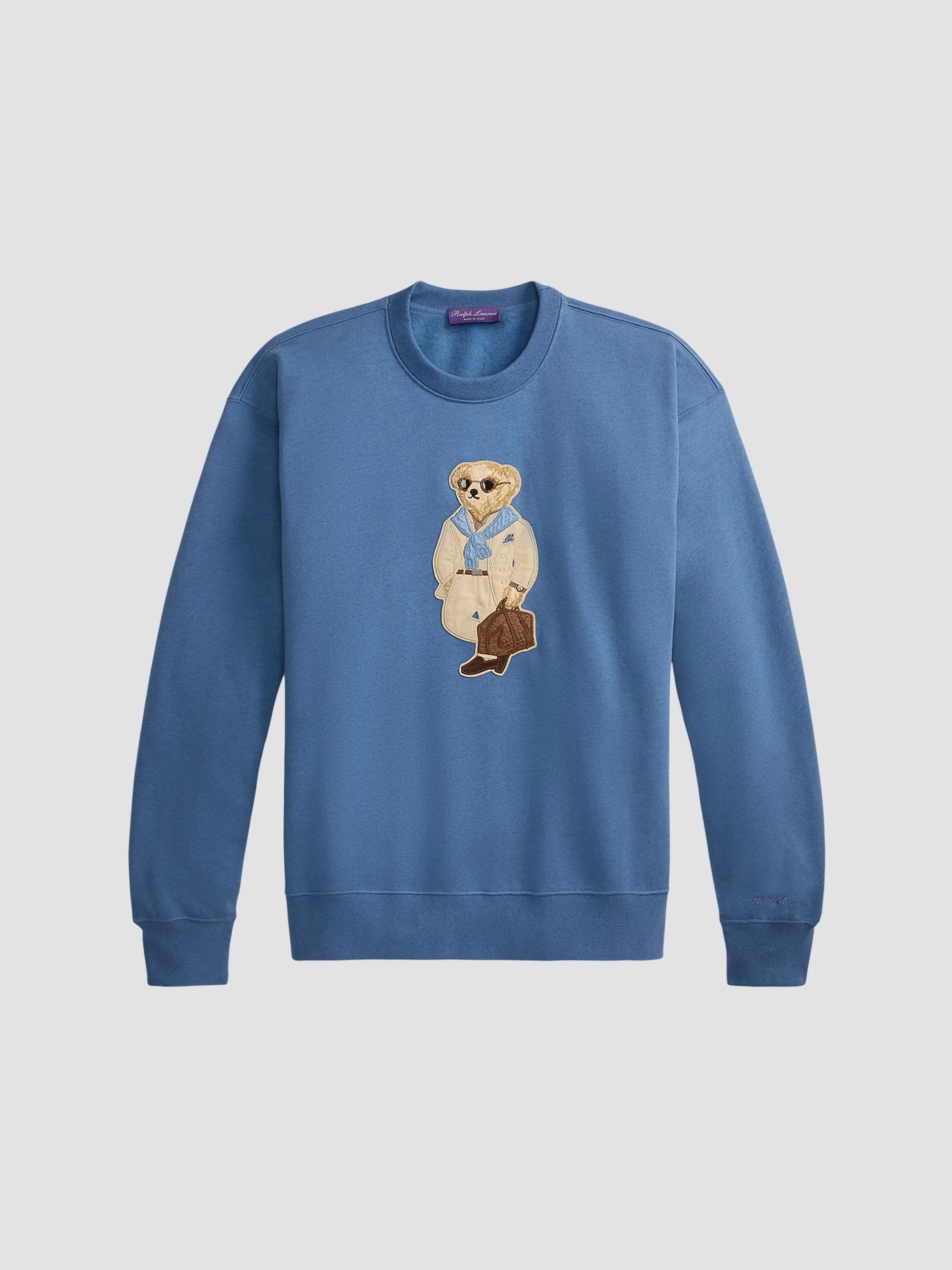 Men's Polo Bear Cotton Crewneck Sweatshirt - Blue Horizon - 1