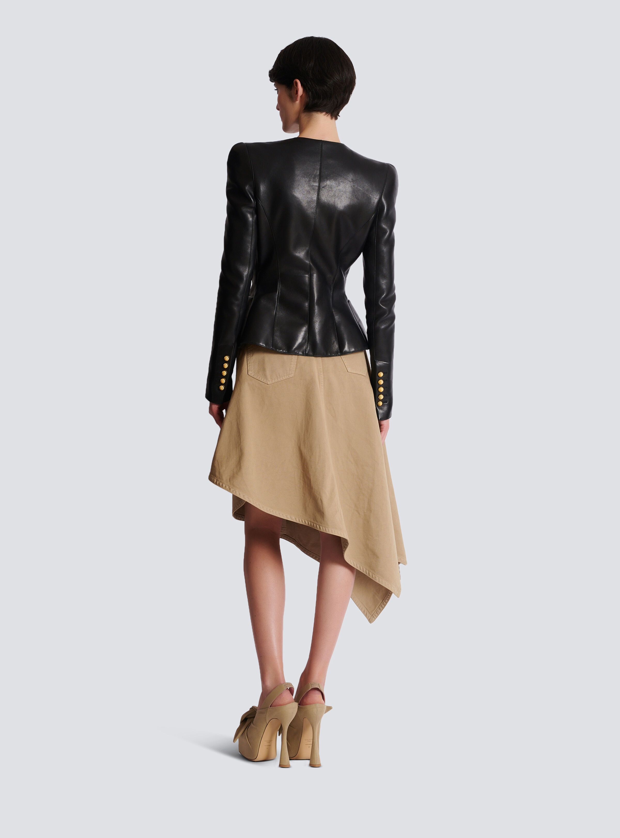 Lambskin leather peplum jacket - 4