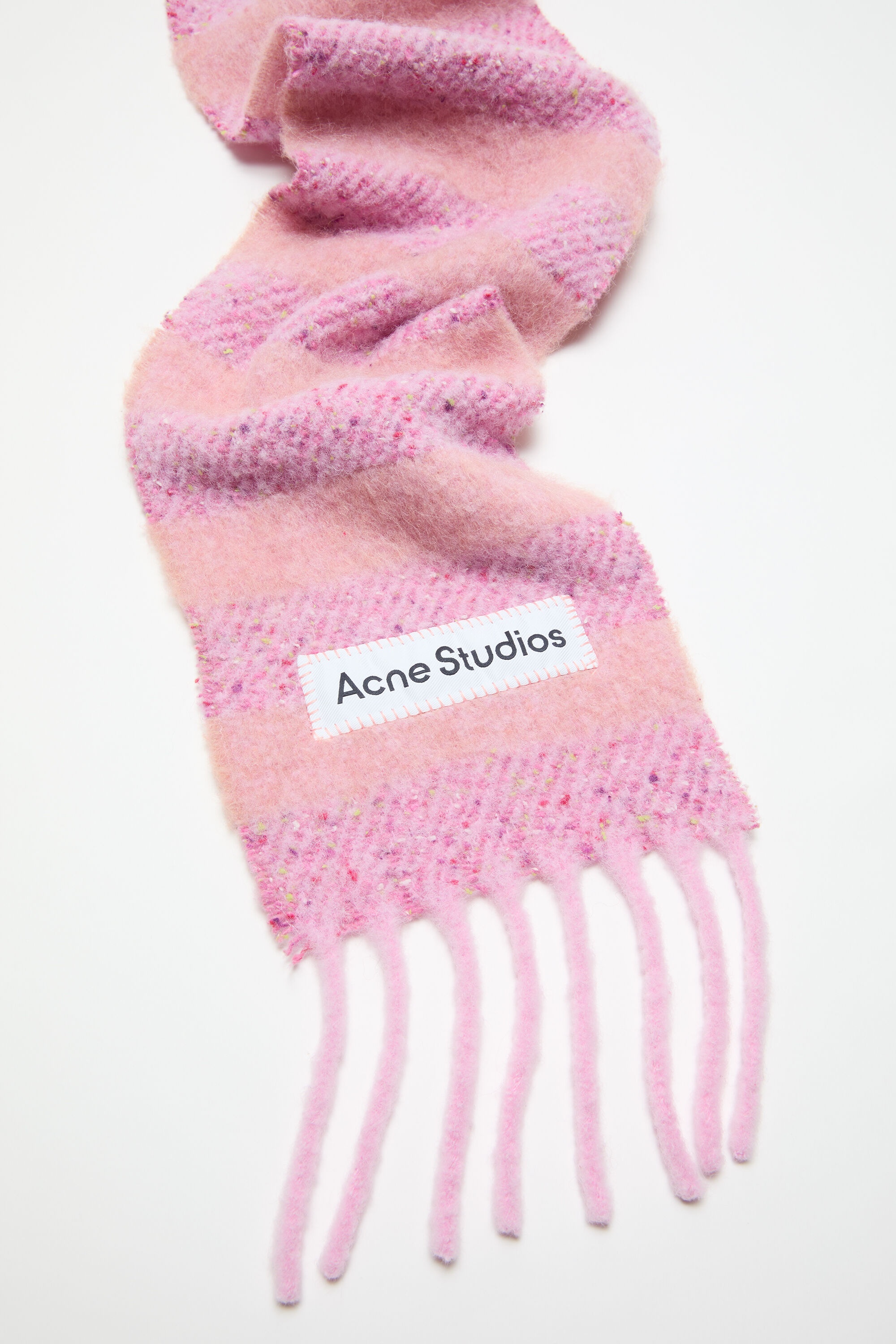 Stripe alpaca scarf - Narrow - Bright pink/old pink - 4