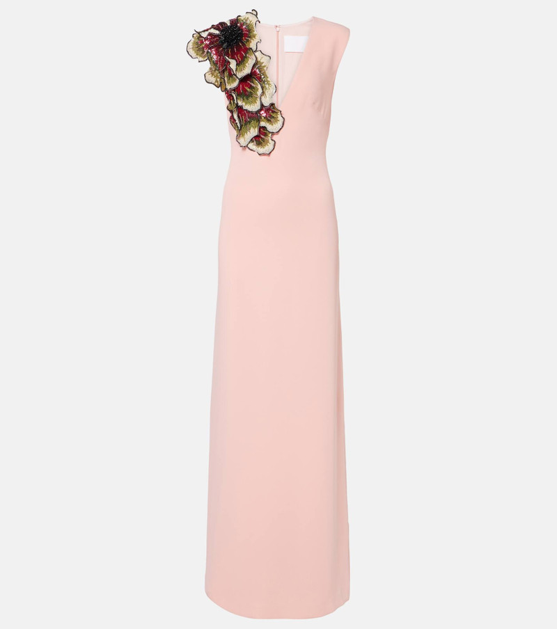 floral-appliqué gown - 1