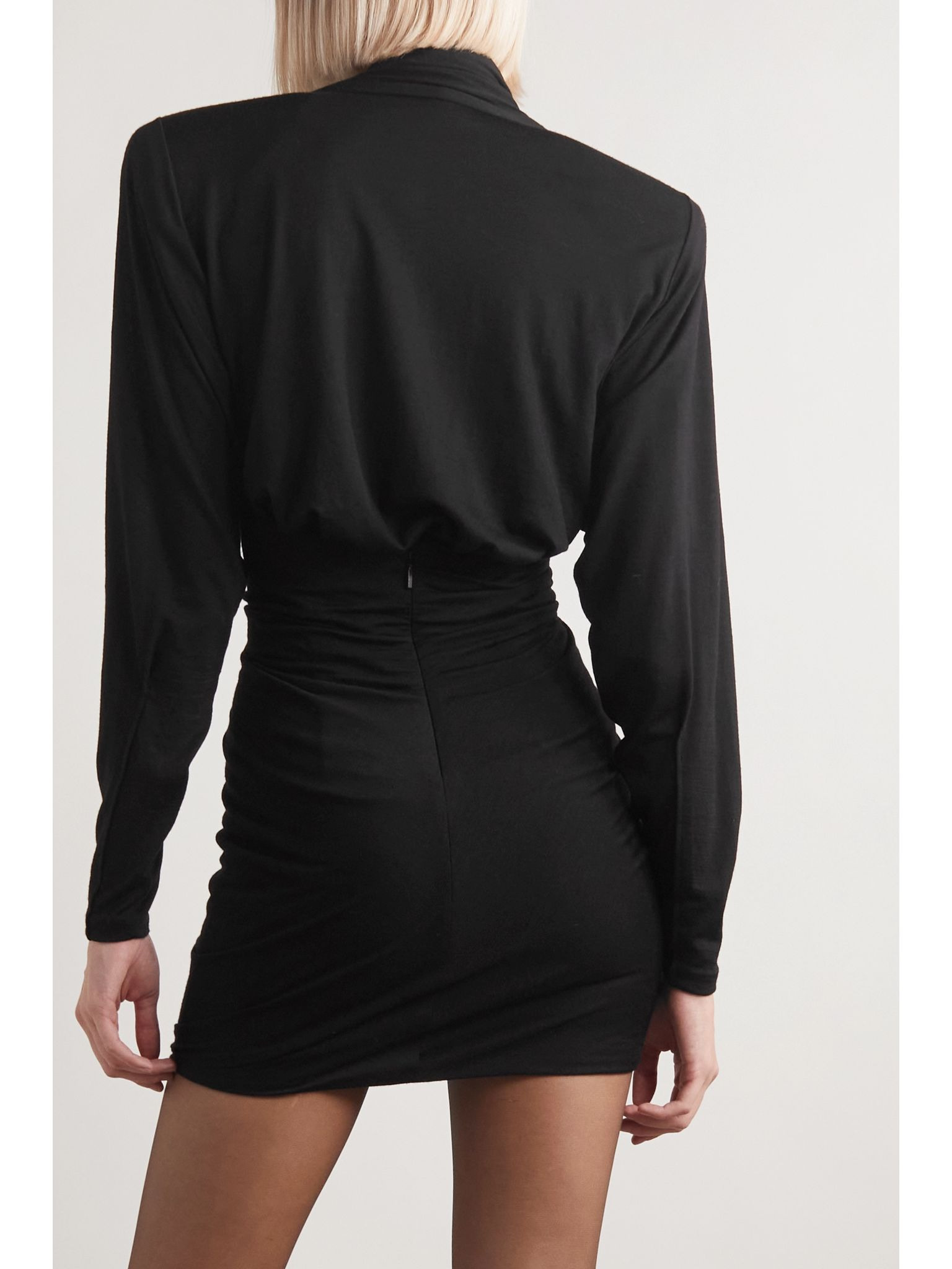 Draped wool-jersey mini dress Black - 3