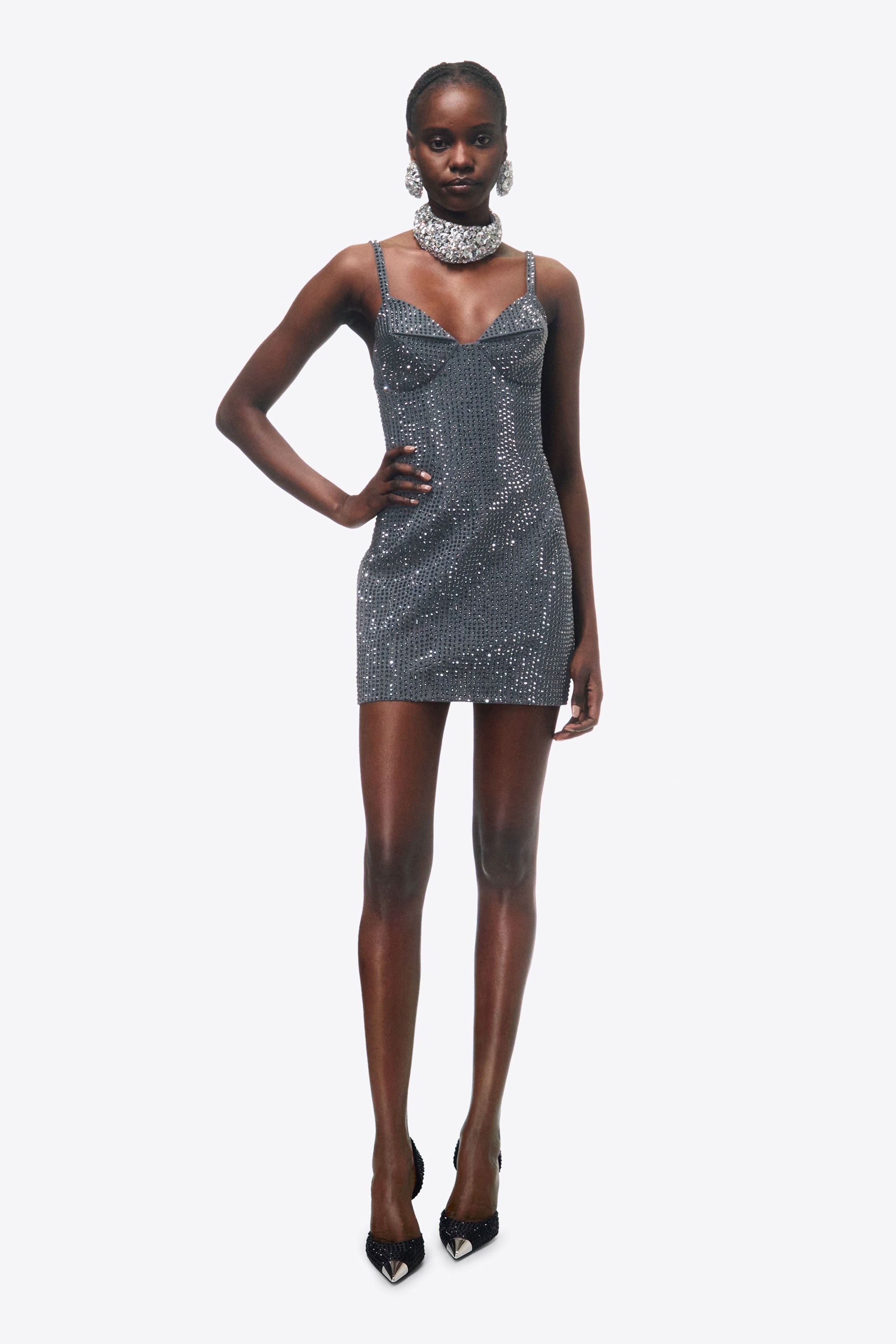 AREA CRYSTAL EMBELLISHED MINI DRESS | REVERSIBLE