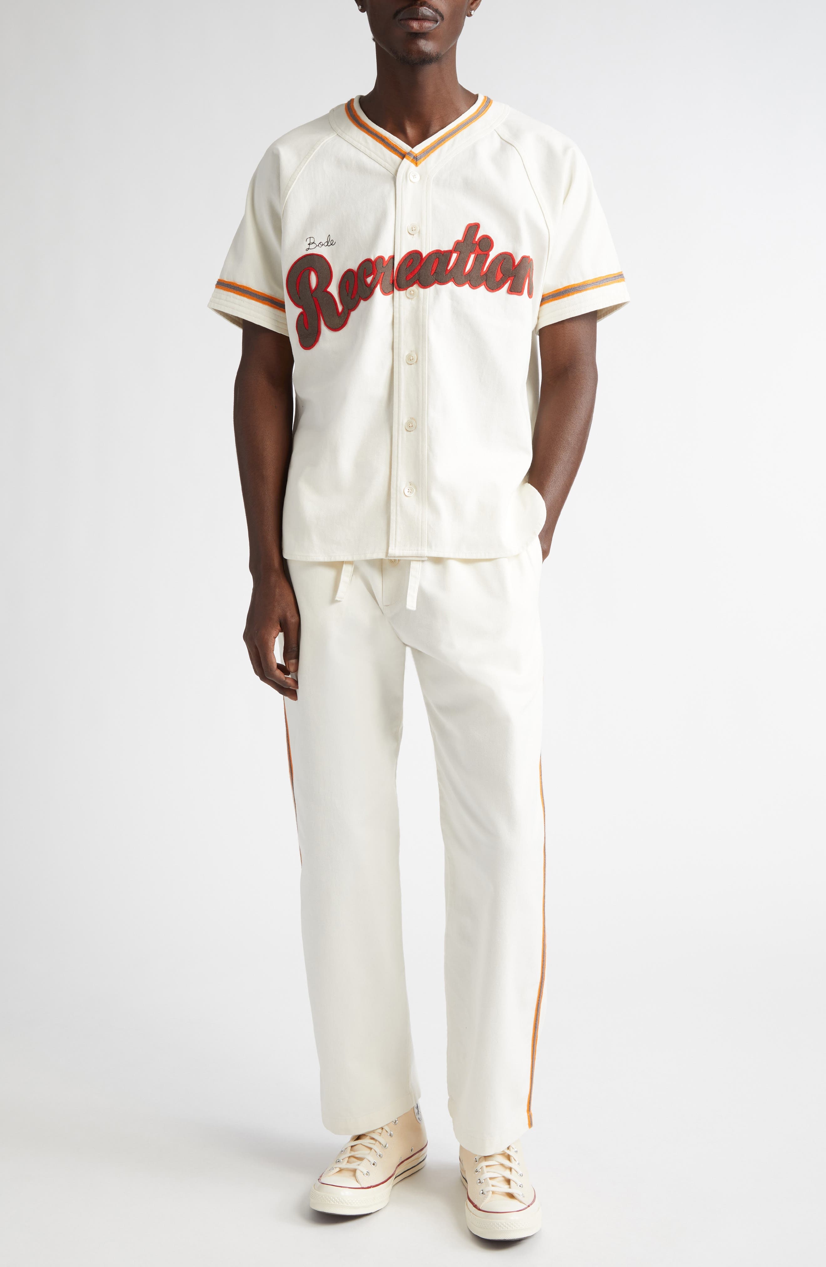 Bode Baseball Button-Up Shirt in White Multi at Nordstrom - 2