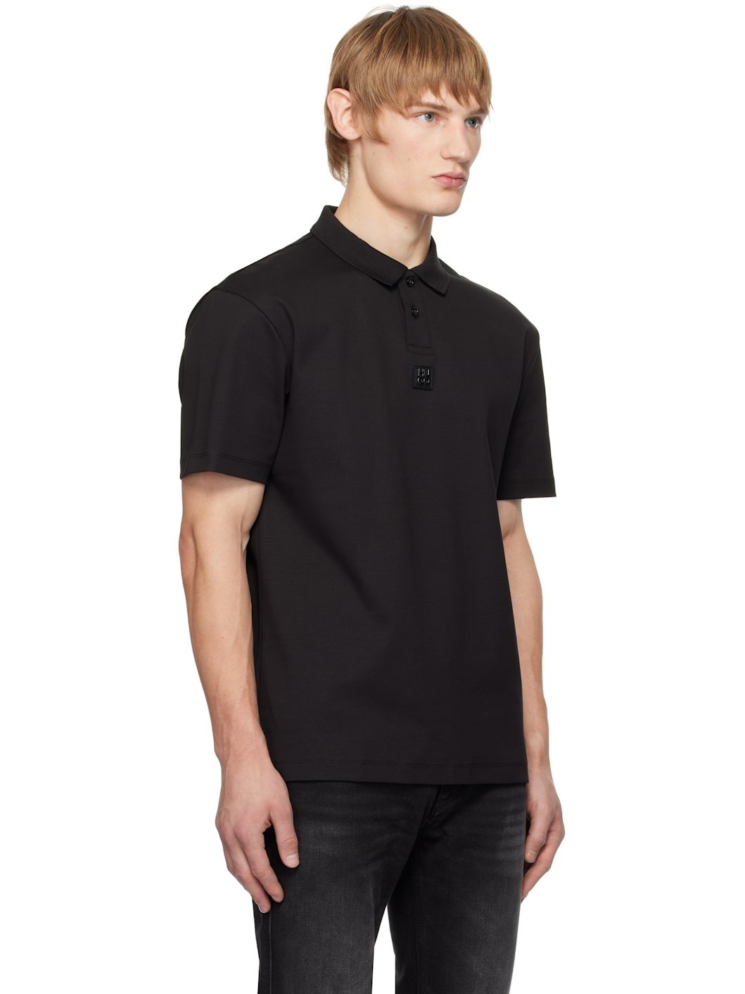 Black Interlock-Cotton Polo - 2