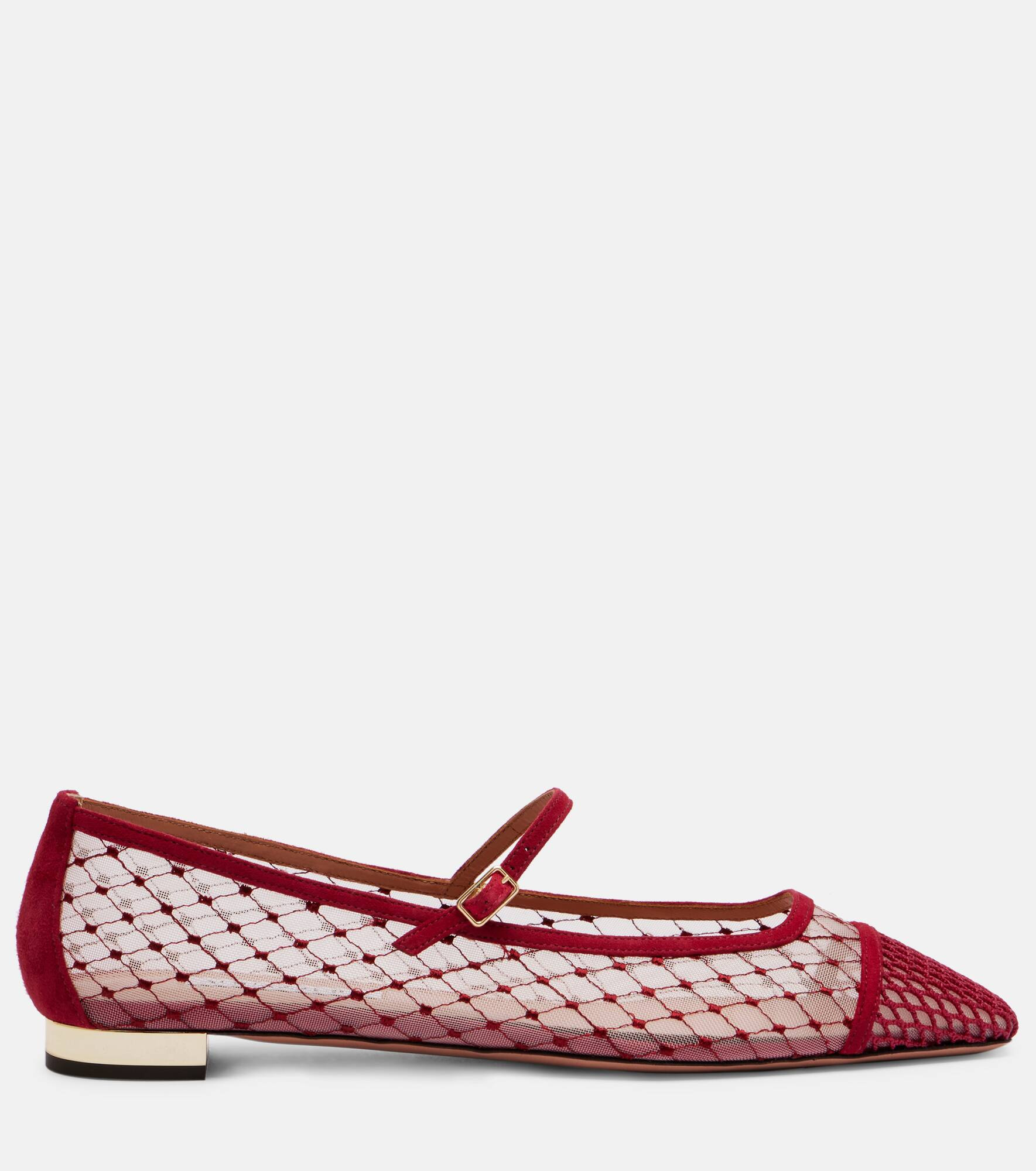 Juliette suede-trimmed Mary Jane flats - 4