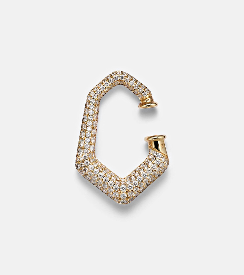 Carved 18kt gold ear cuff with diamonds 4