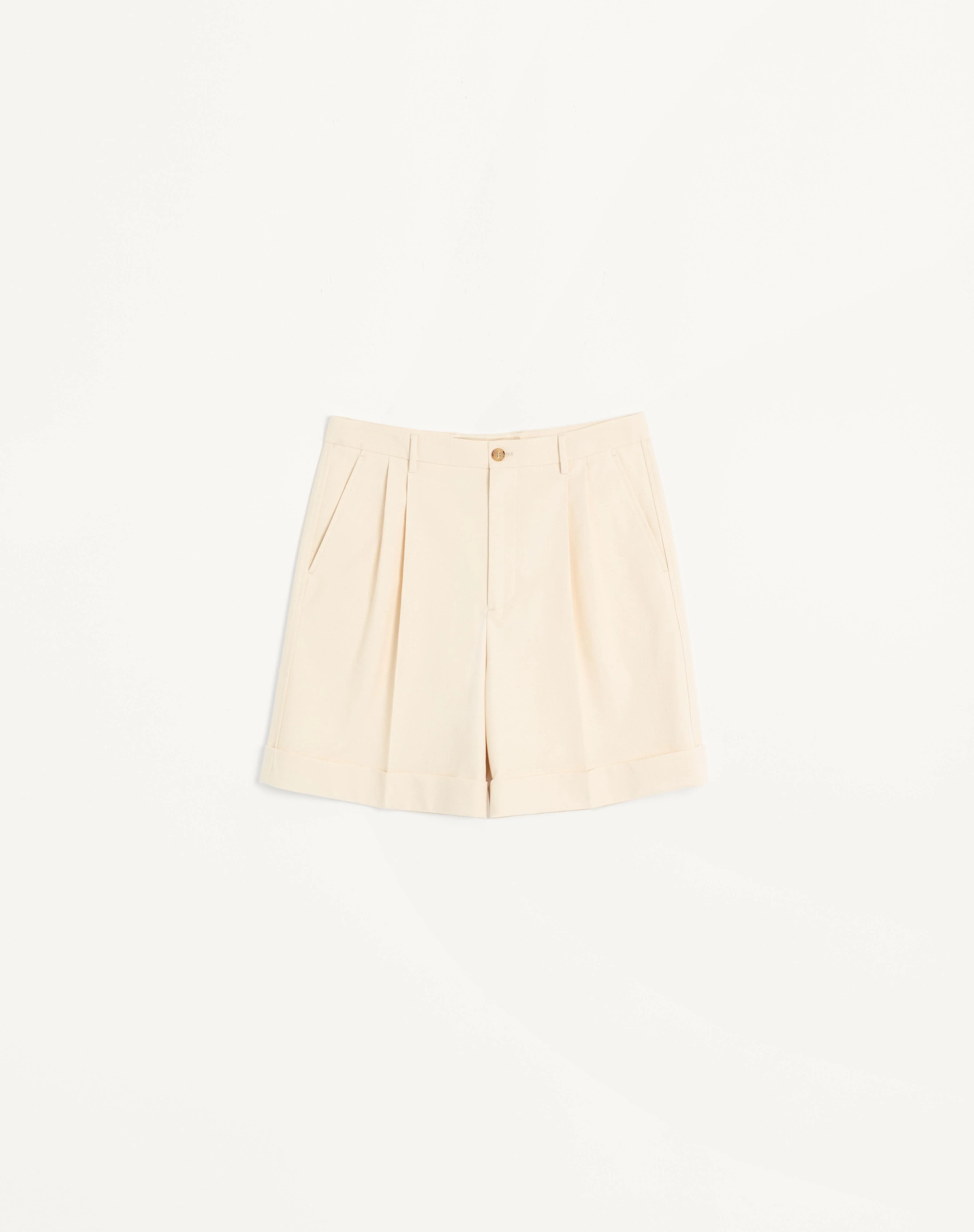COTTON CANVAS CUFFED BERMUDA SHORTS - 1