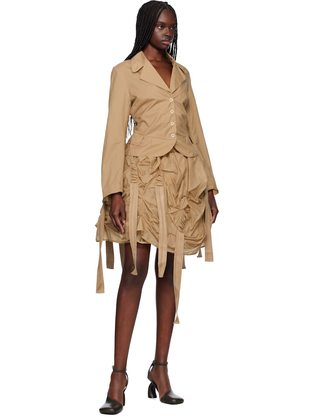 Beige Tank Double Layer Blazer - 4