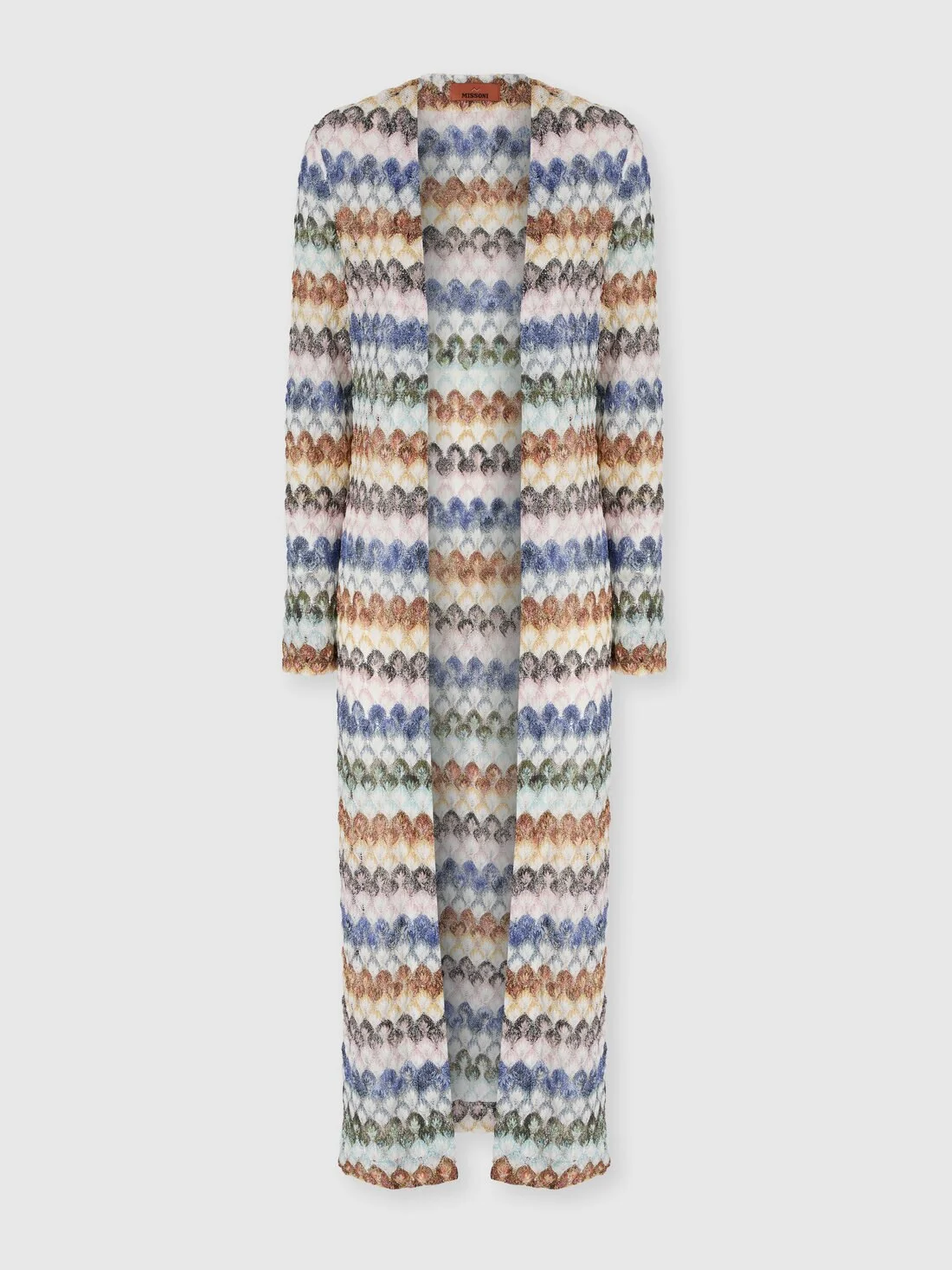 Long viscose lamé cardigan with lace motif - 1