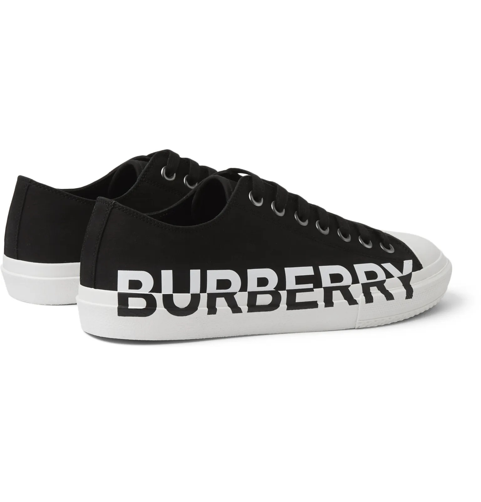 Logo-Print Two-Tone Rubber-Trimmed Cotton-Gabardine Sneakers - 4