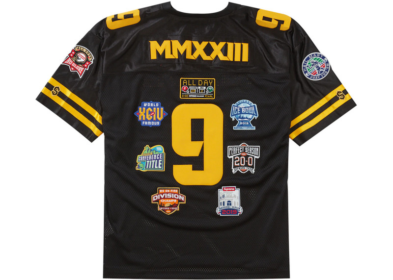 Supreme Supreme Championships Embroidered Football Jersey Black outlook