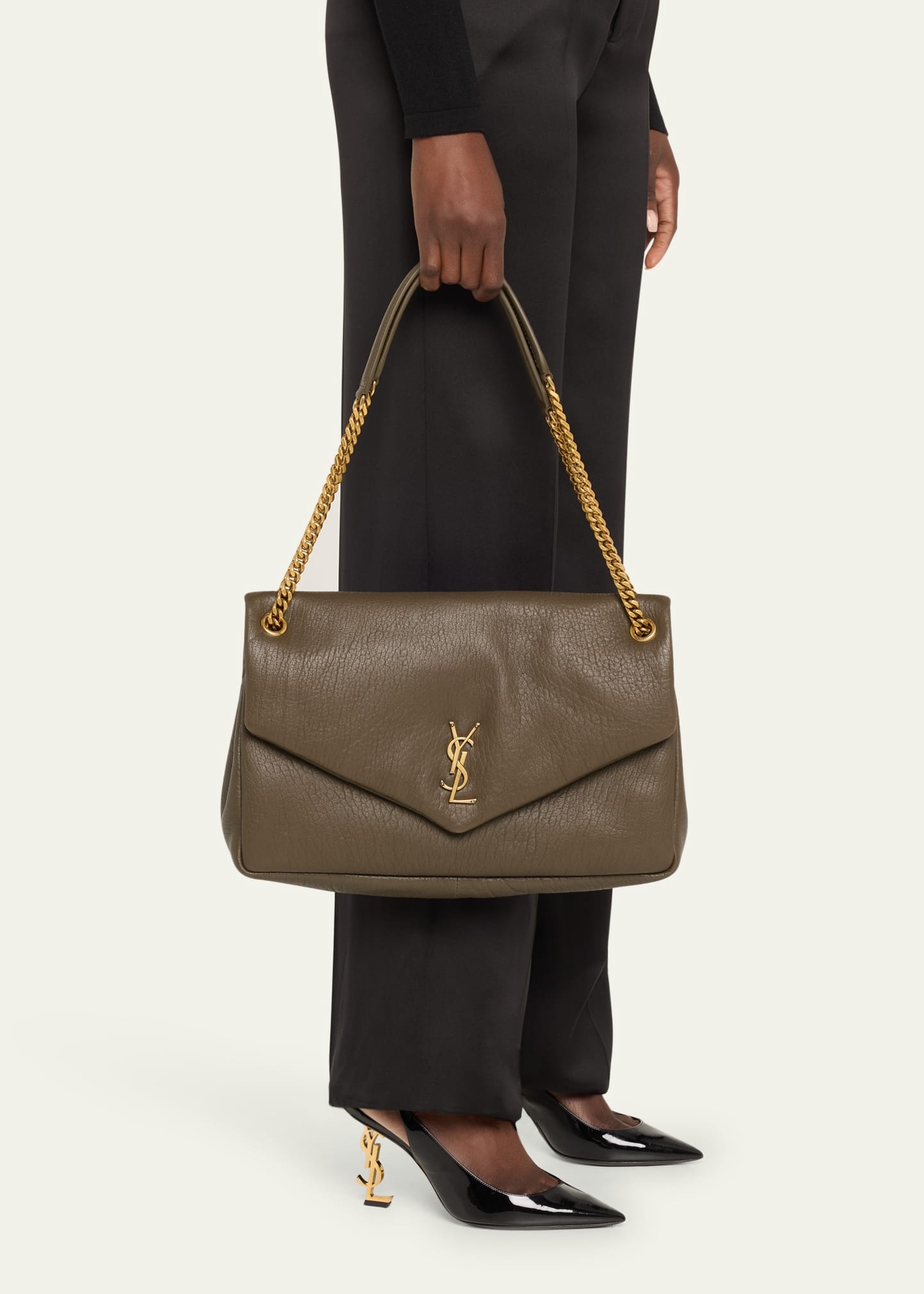Calypso Large YSL Shoulder Bag in Leather - 2