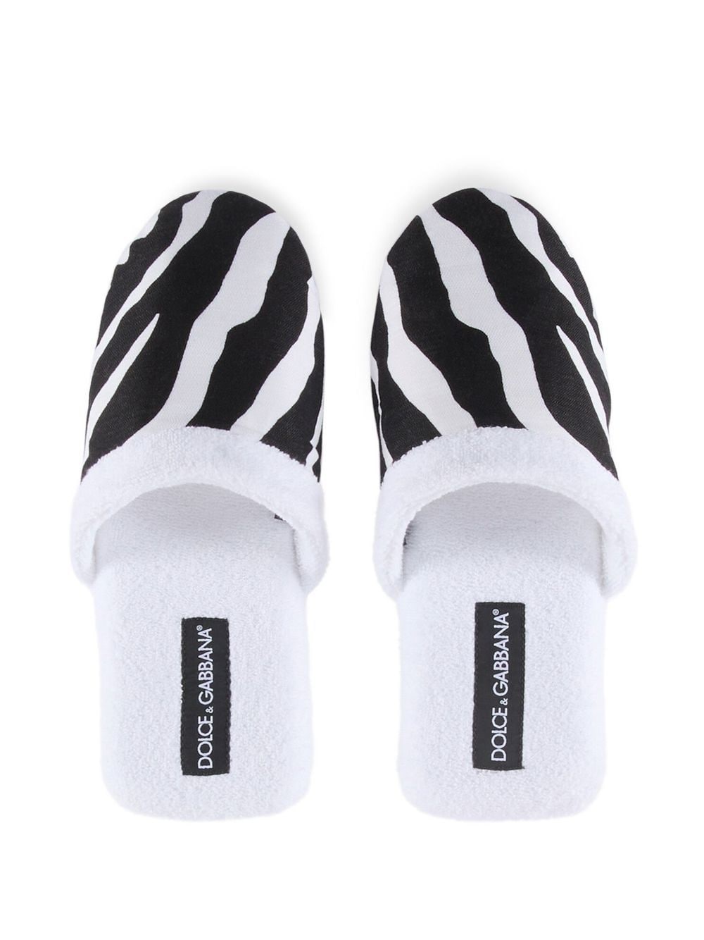 zebra-print terry slippers - 4