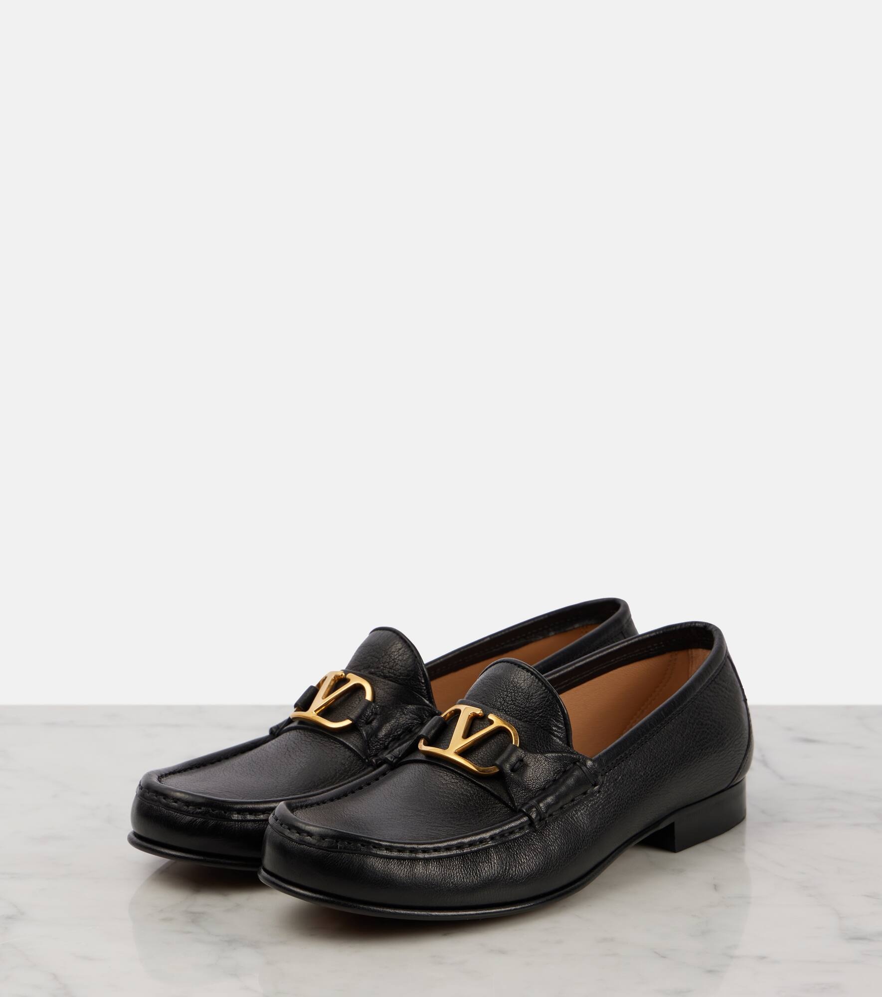 VLogo Signature leather loafers - 4