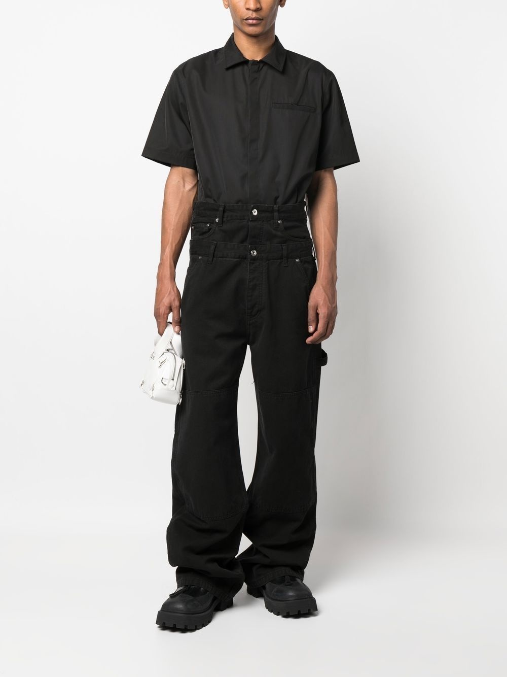wide-leg layered trousers - 2