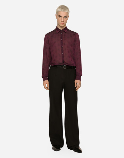 Dolce & Gabbana Silk jacquard Martini-fit shirt with DG logo and ocelot outlook