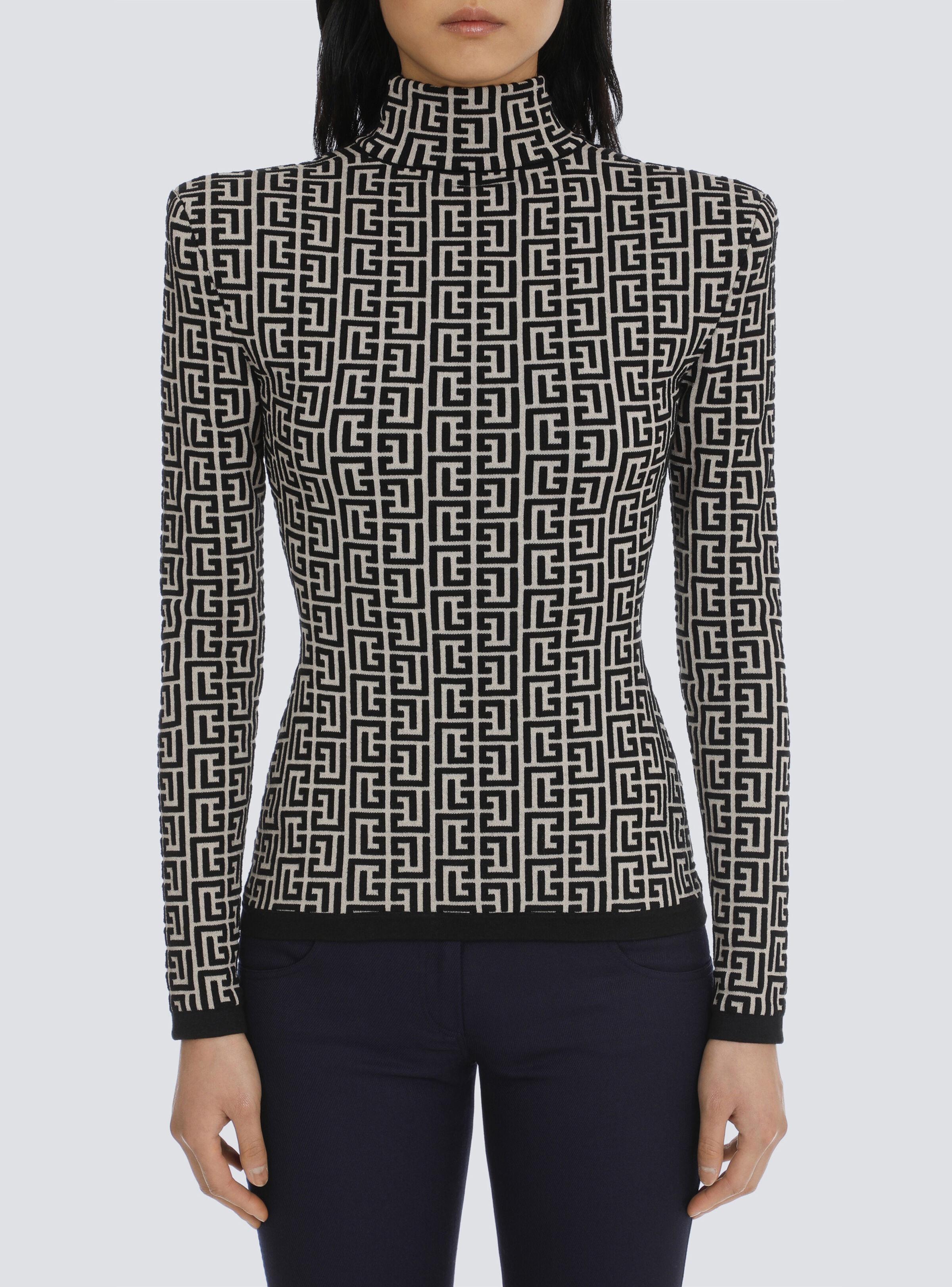 Knit sweater with Balmain monogram - 6