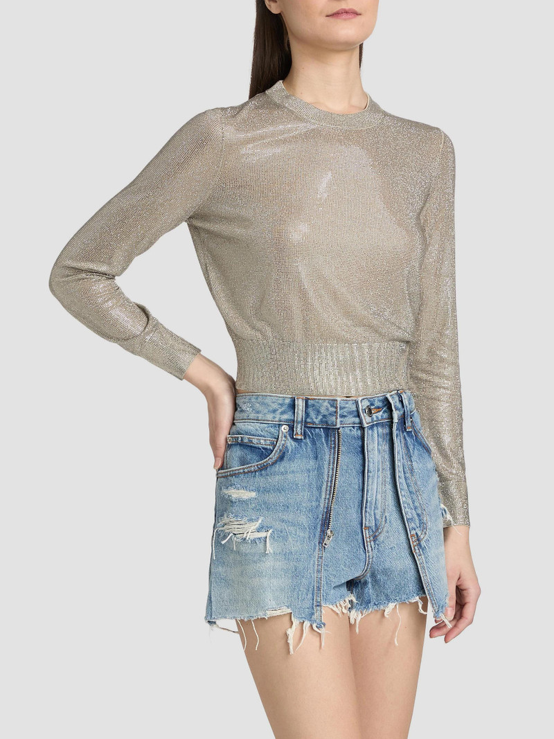 Women's Metallic Shimmer Jersey Top - Champagne 4