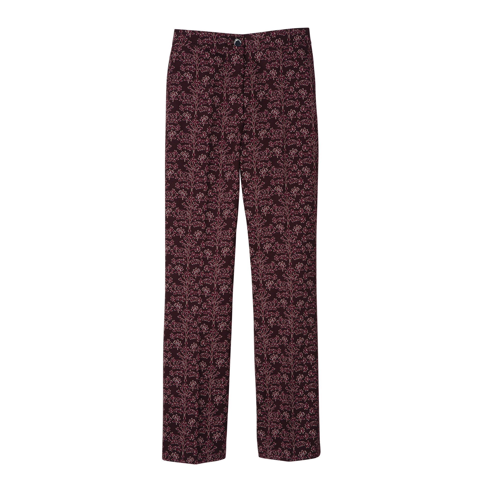 Trousers Eggplant - Printed gabardine - 1