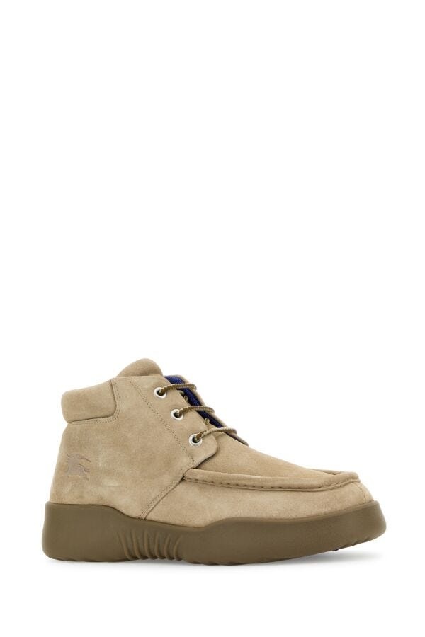 Burberry Men Beige Suede Log Ankle Boots - 2