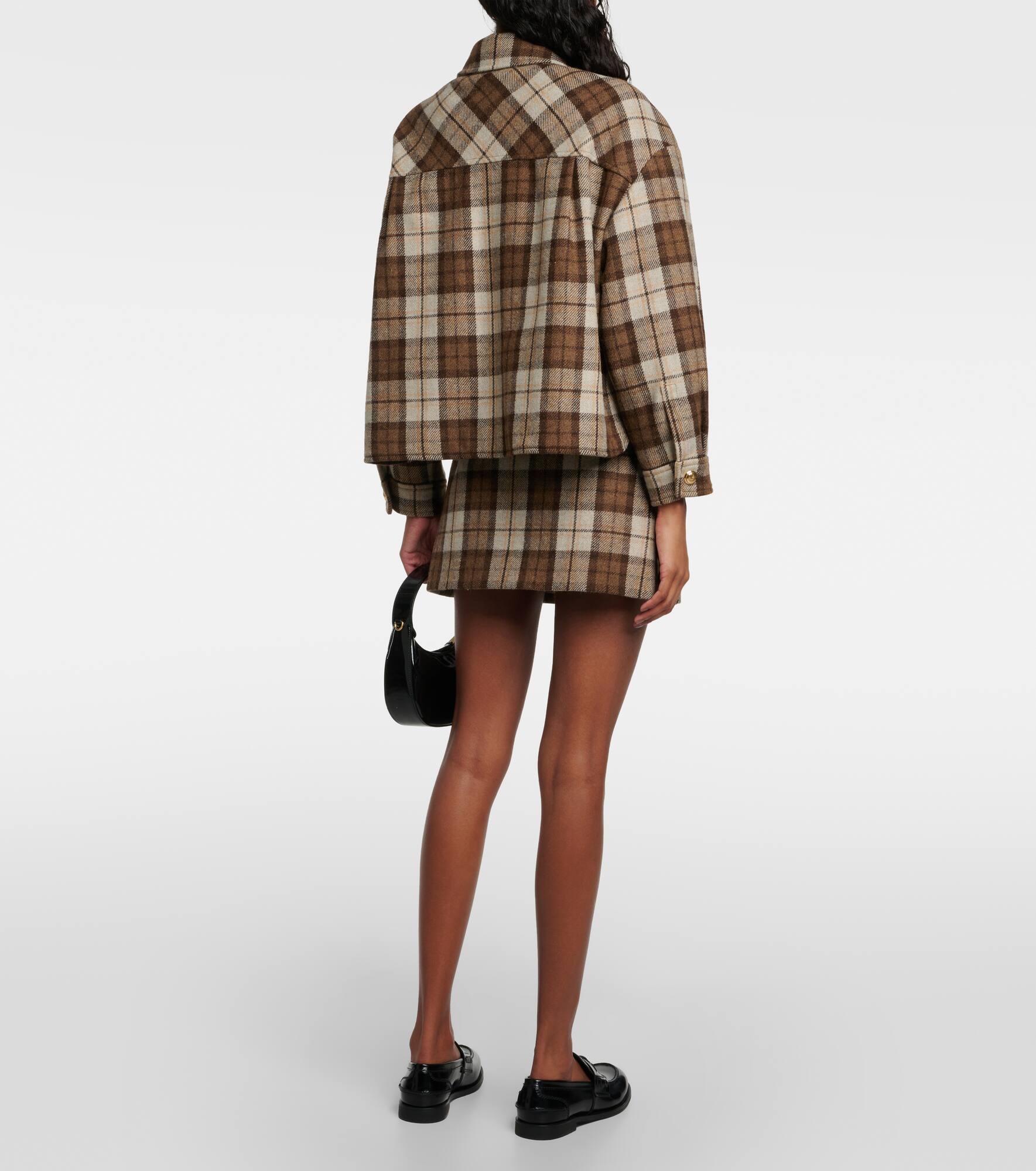 Checked low-rise wool-blend miniskirt - 3
