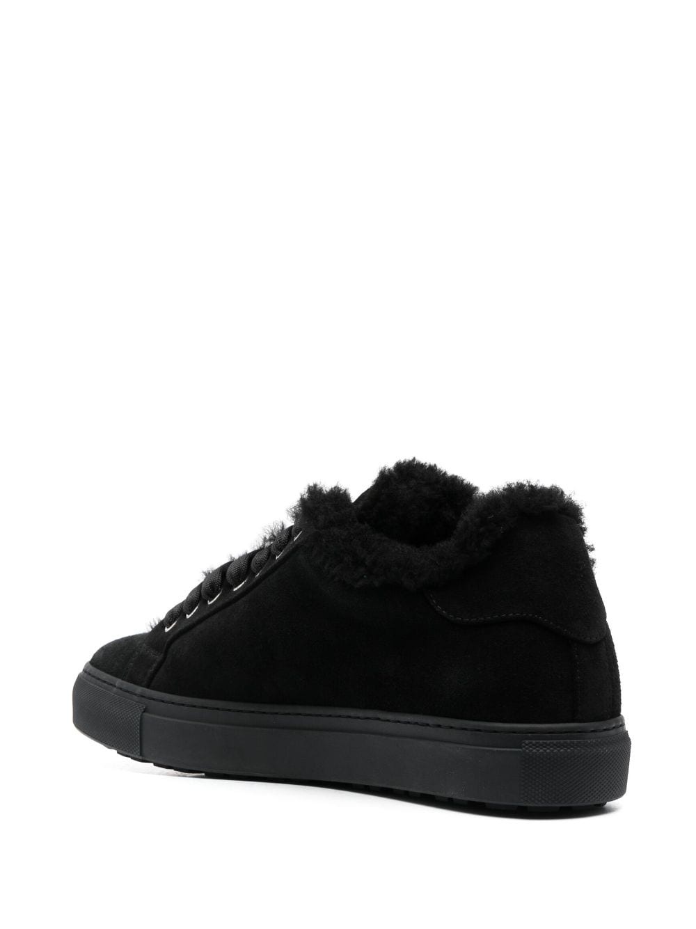 logo-plaque leather sneakers - 3