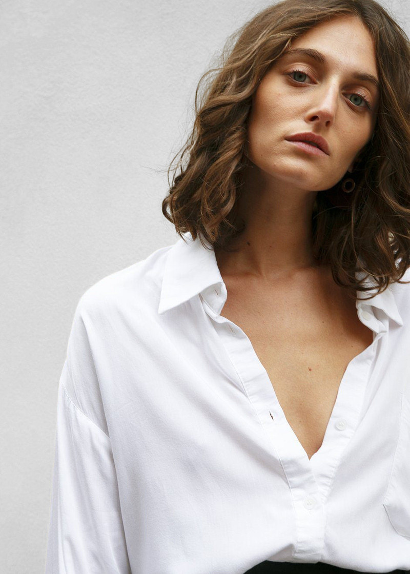 Hanna Silky Oversized Blouse - White 6