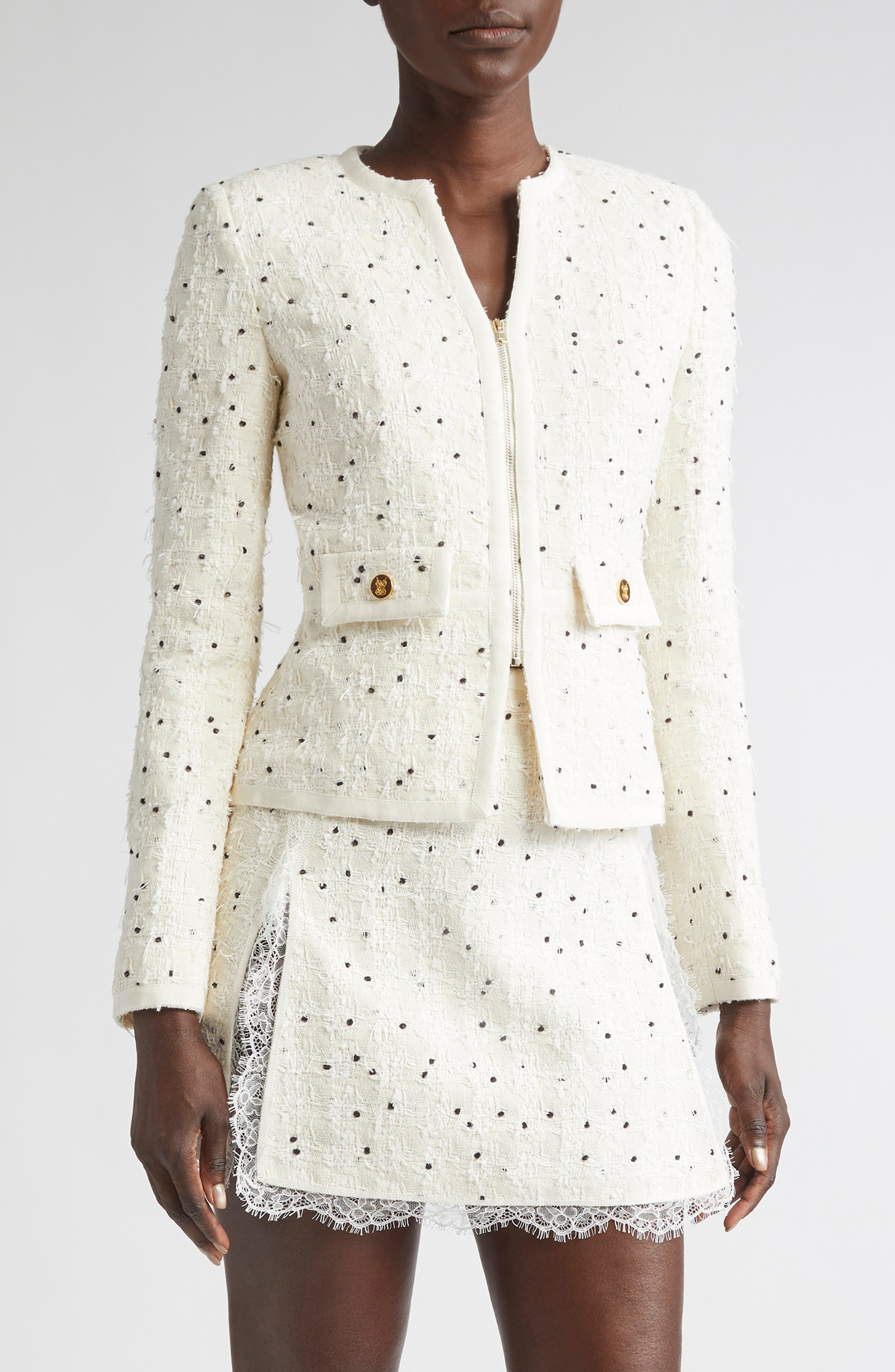 Giambattista Valli Polka Dot Tweed Jacket in Ivory at Nordstrom - 1