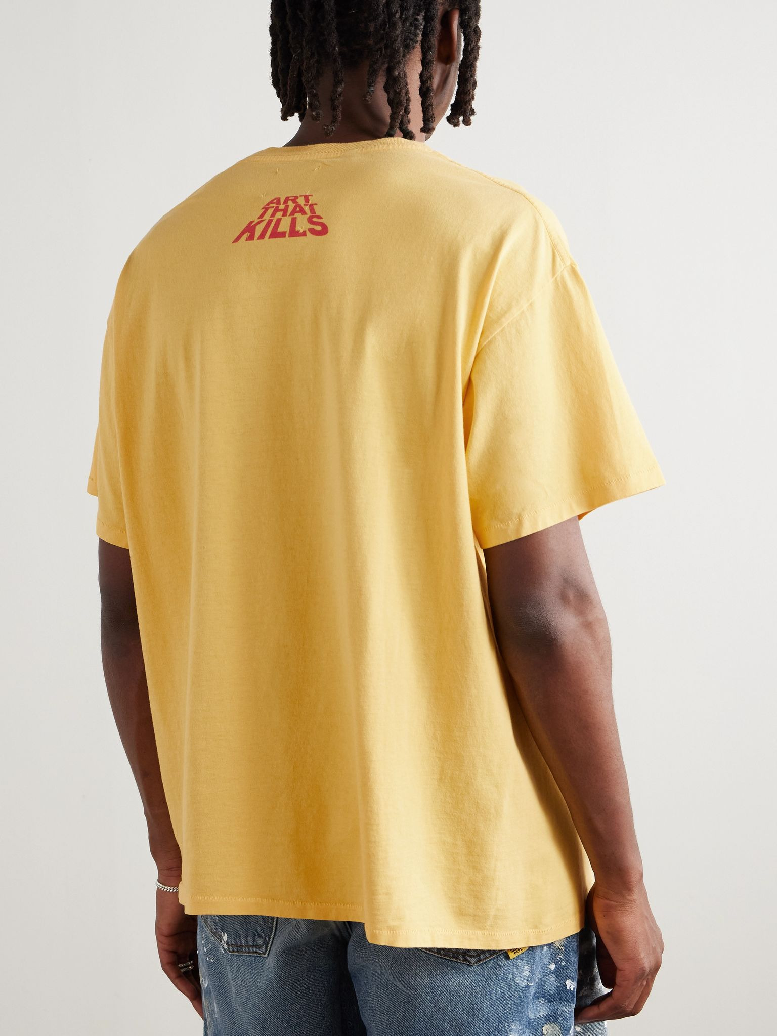 Jazzy Logo-Print Cotton-Jersey T-Shirt Yellow - 4