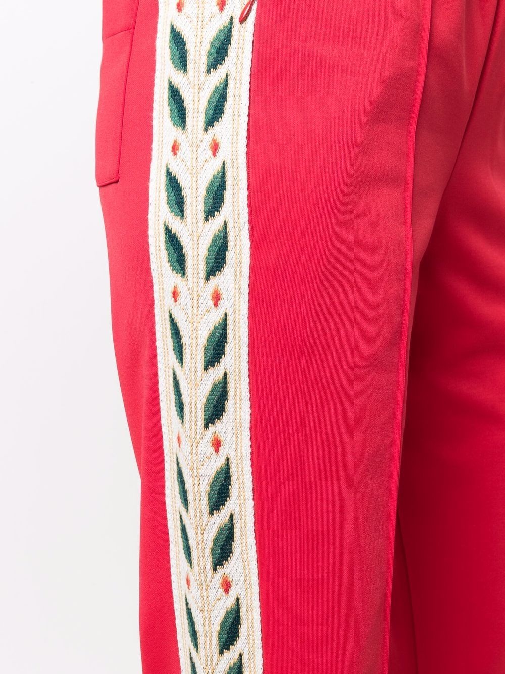 floral-embroidered flared trousers - 5